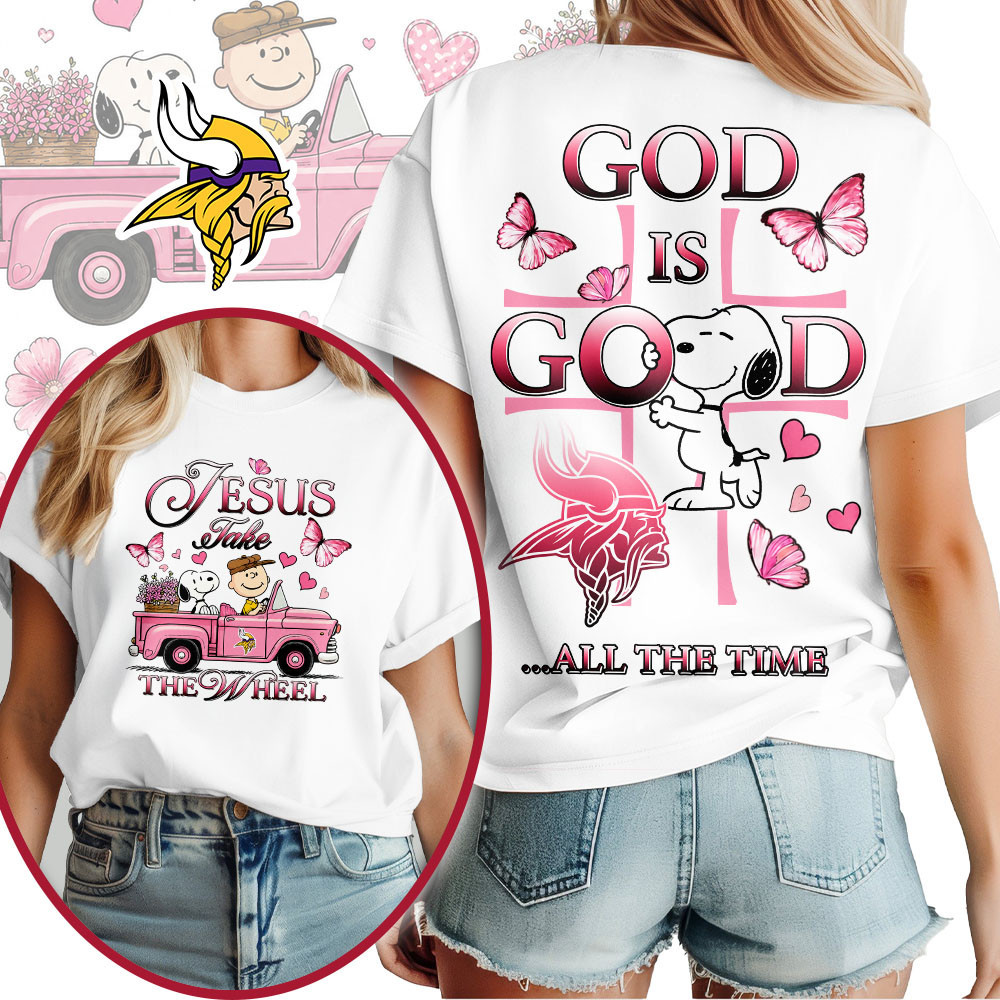 Minnesota Vikings | Premium NFL Jesus Take The Wheel God Is Good 3D Shirt NTH1