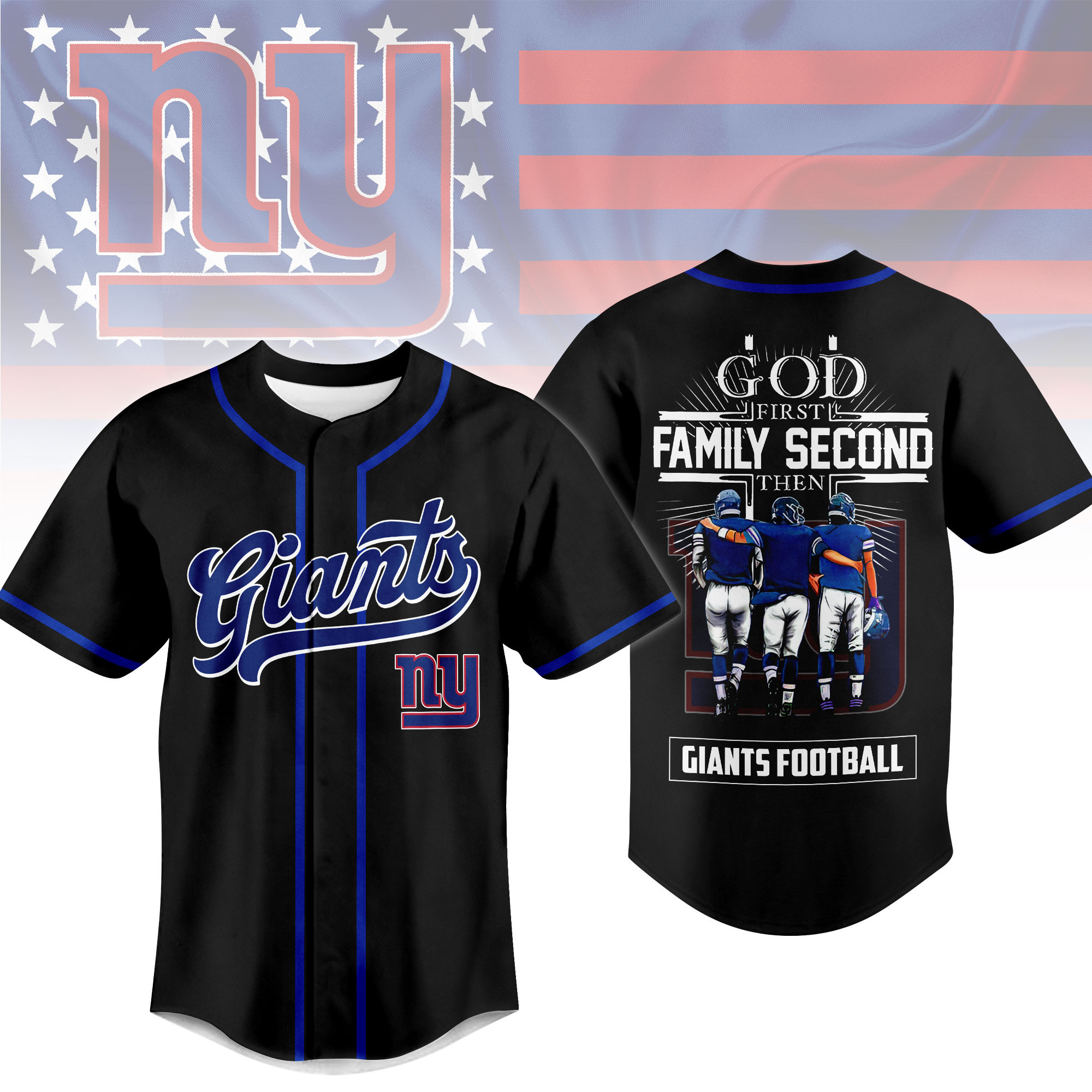 New York Giants | Premium NFL God First, Family Second – Faith & Brotherhood Football Jersey NTH1