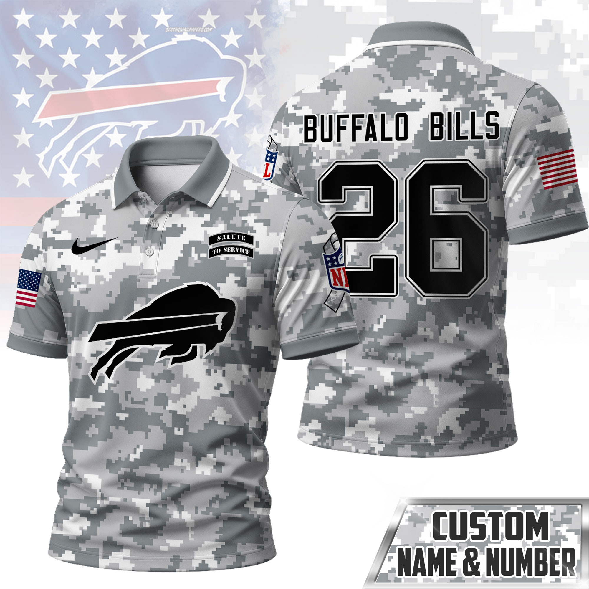 Buffalo Bills | Premium NFL Salute To Service Camo Polo Shirt NY