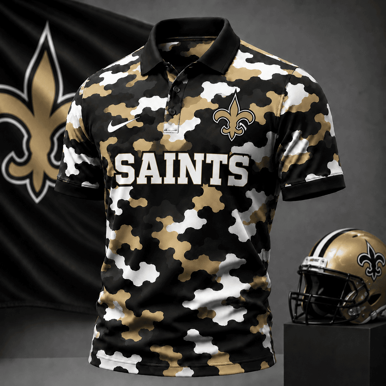 New Orleans Saints| Premium NFL Camo Polo Shirt NY