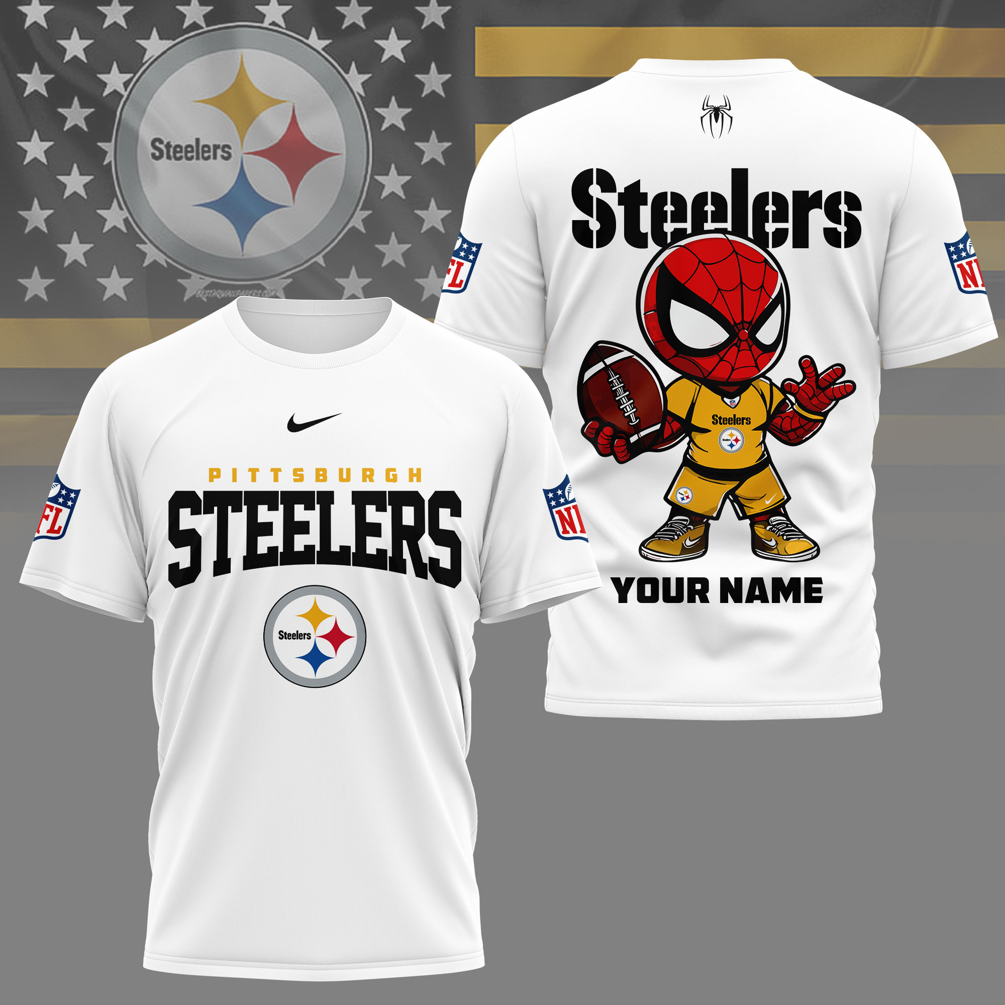 Pittsburgh Steelers | Premium NFL Spider Hero Custom 3D Shirt NY