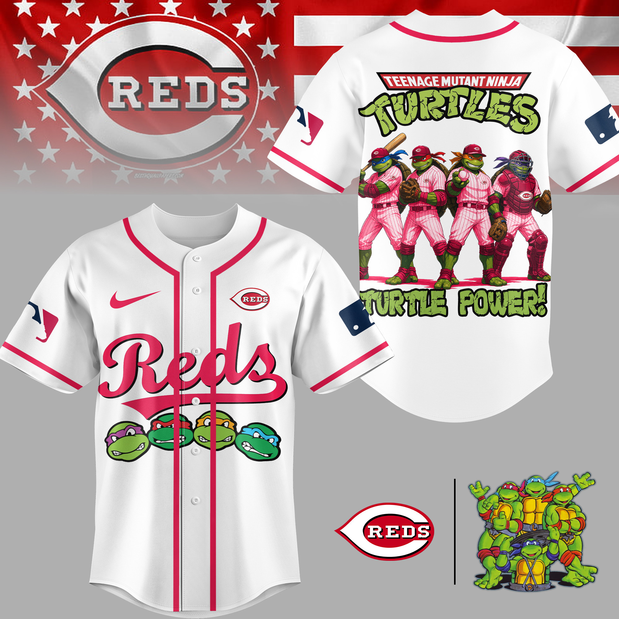 Cincinnati Reds | Premium MLB Teenage Mutant Ninja Turtles Jersey TD