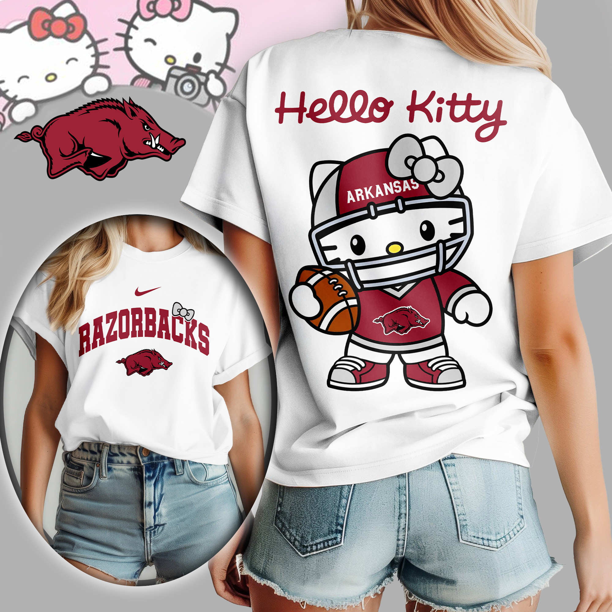 Arkansas Razorbacks | Premium NCAA Hello Kitty Women's Shirt TD