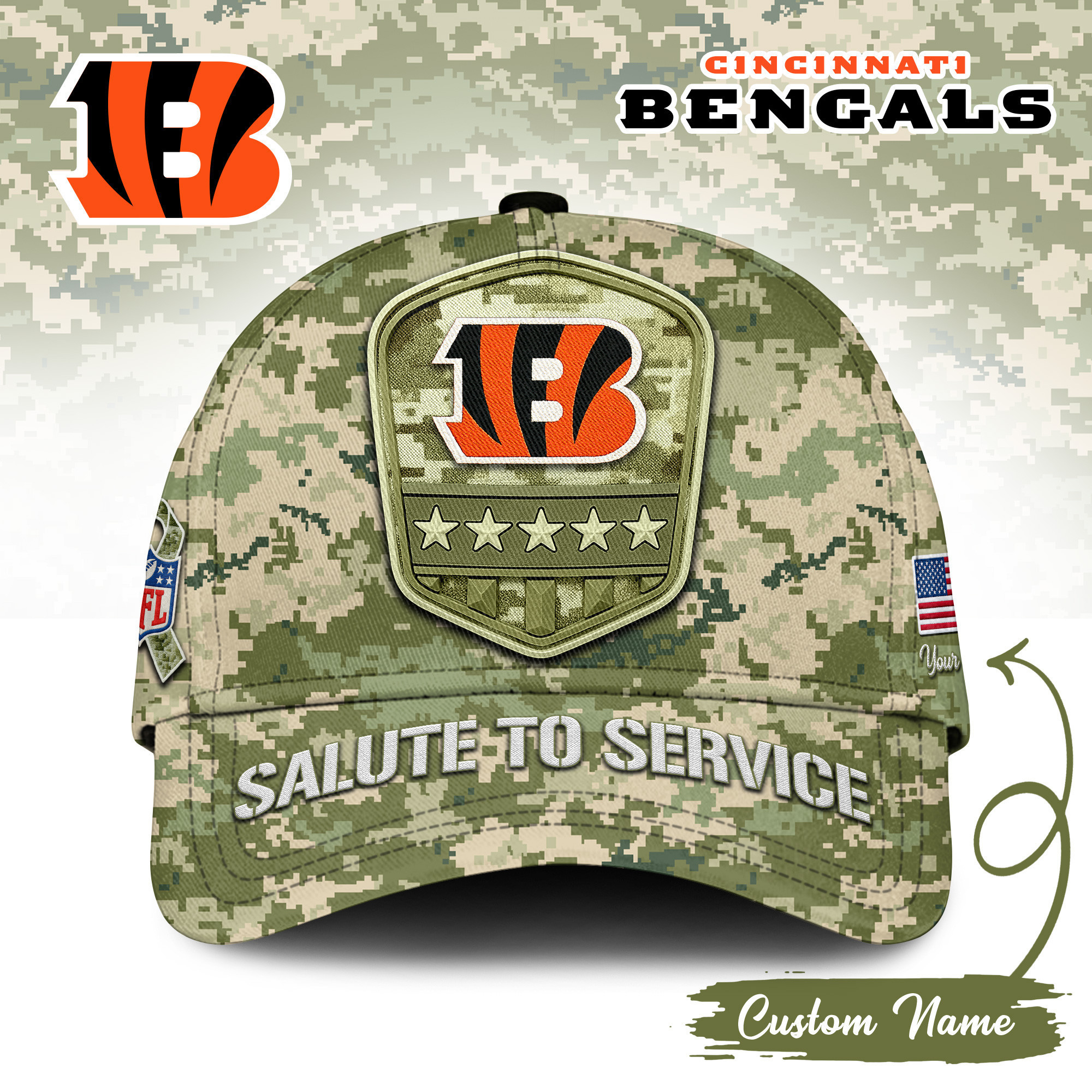 Cincinnati Bengals | Premium NFL Salute To Service Classic Cap TD