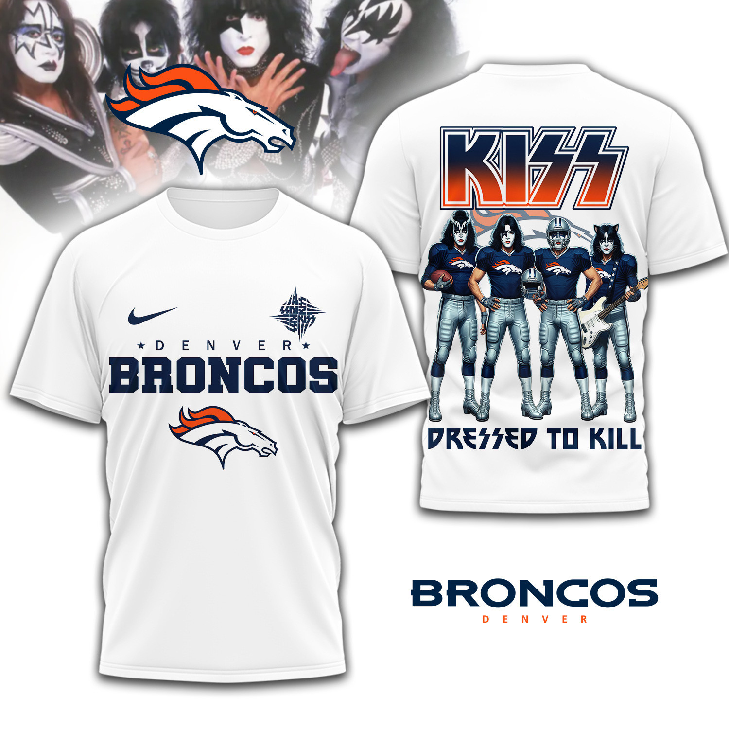 Denver Broncos | Premium NFL Dressed to Kill Kiss Band 3D Shirt TD