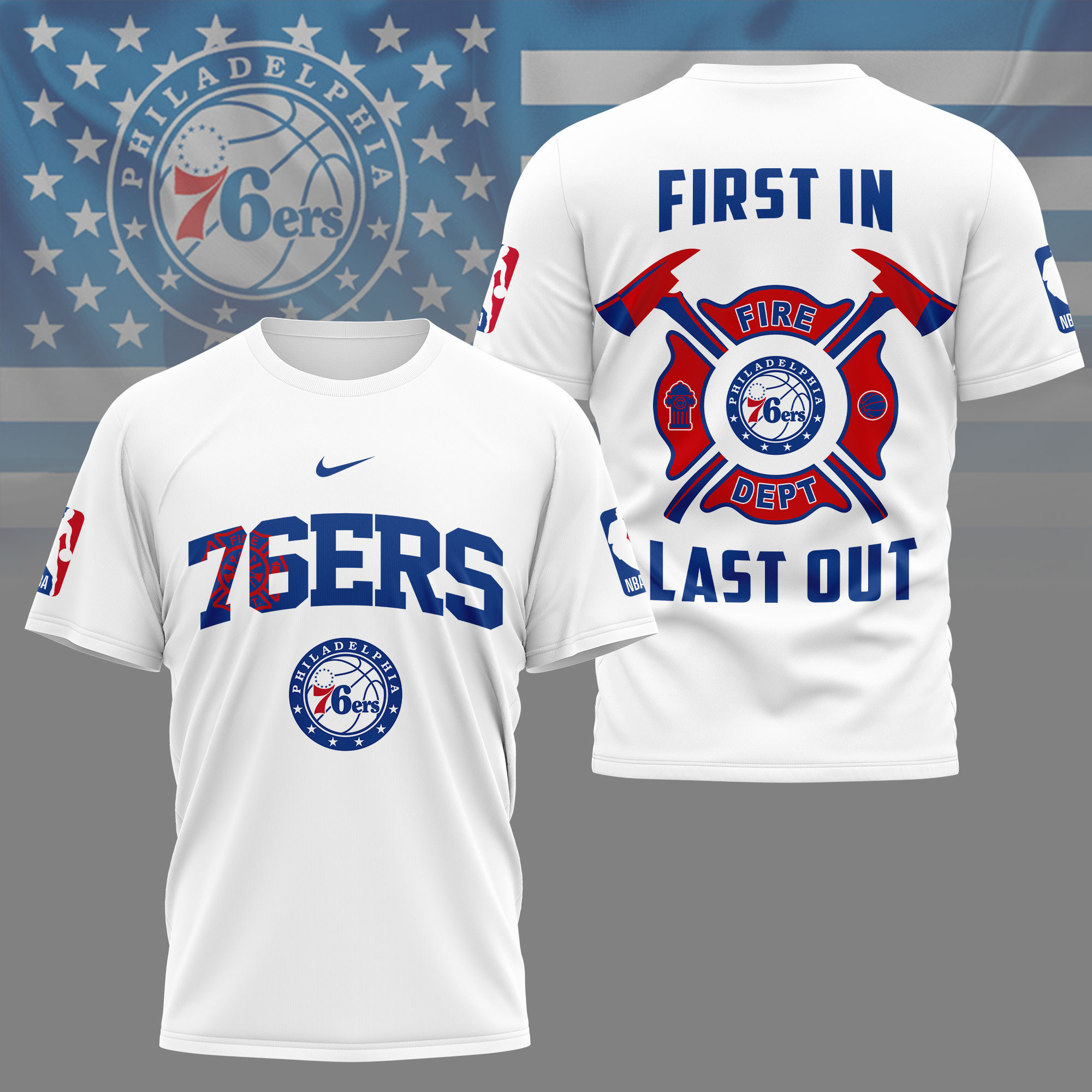 Philadelphia 76ers | Premium NBA Fire Dept 3D Shirt TD