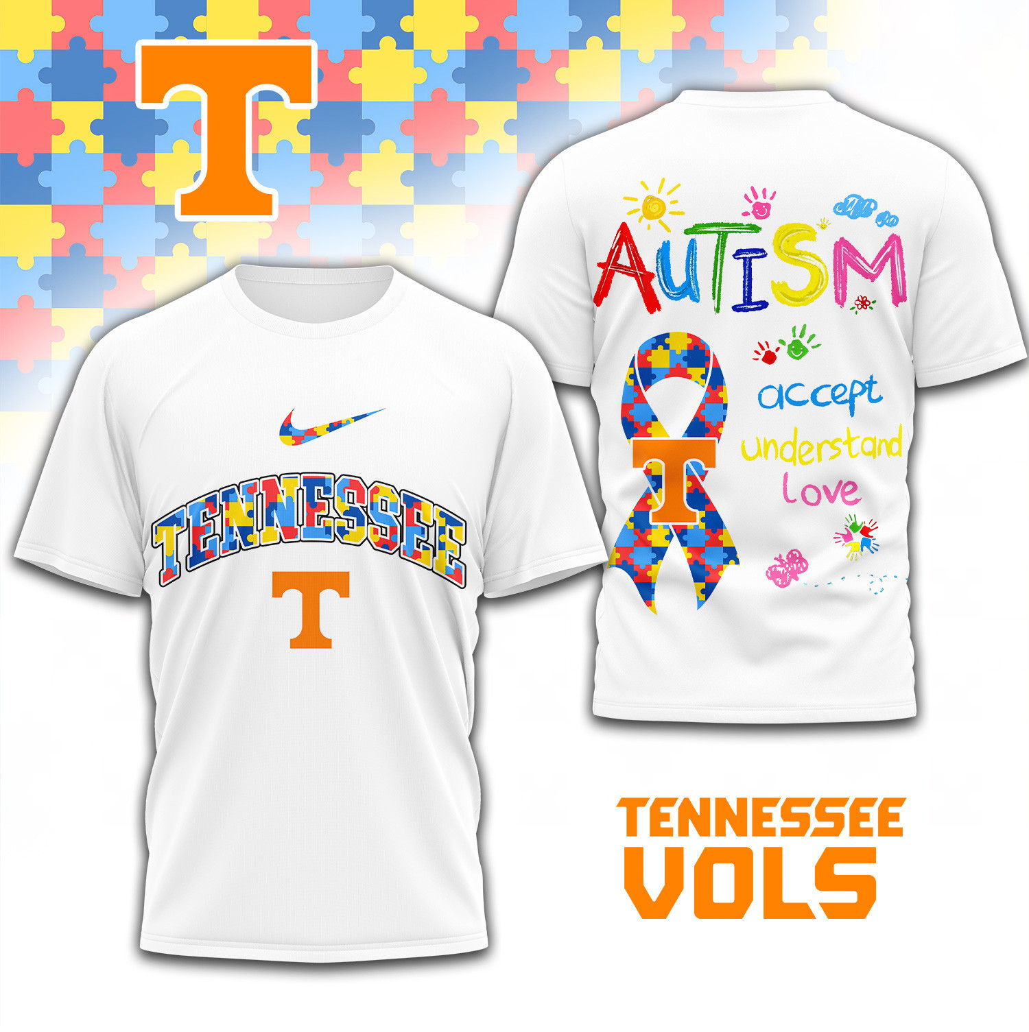 Tennessee Volunteers | Premium NCAA Autism 3D Shirt TD