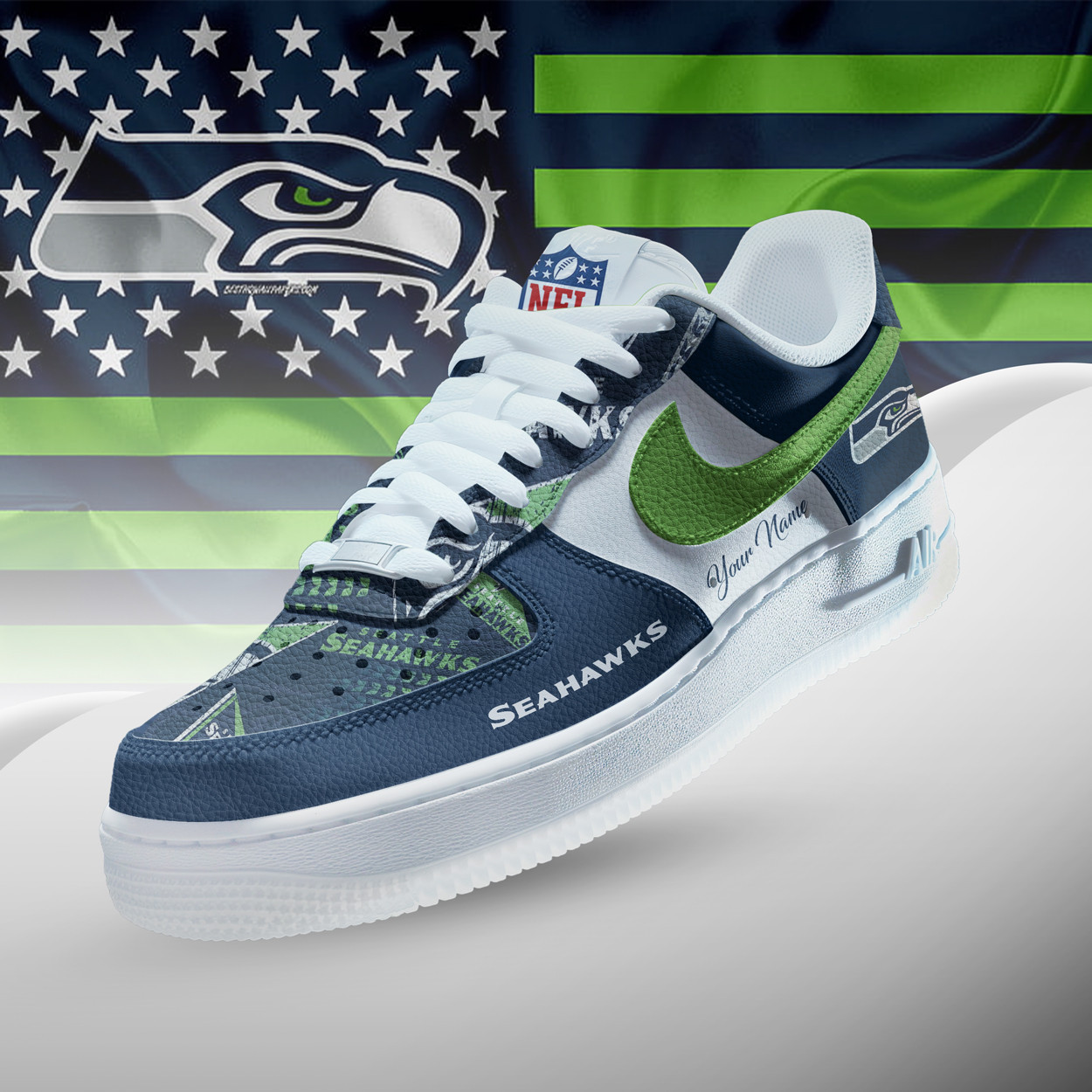 Seattle Seahawks | Premium NFL Personalized Team Icon AF1 Shoes NTH1