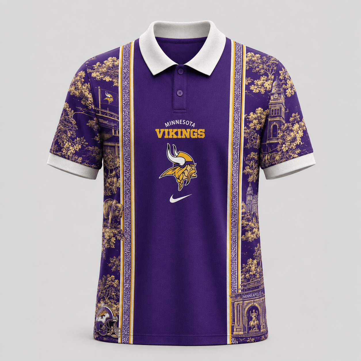 Minnesota Vikings | Premium NFL Heritage Cityscape Polo Shirt for Loyal Fans TD