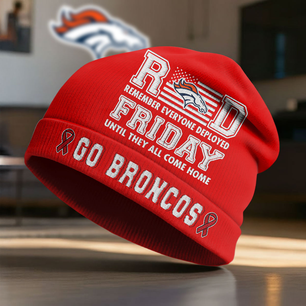 Denver Broncos | Premium NFL Red Friday Beanie Hat NY
