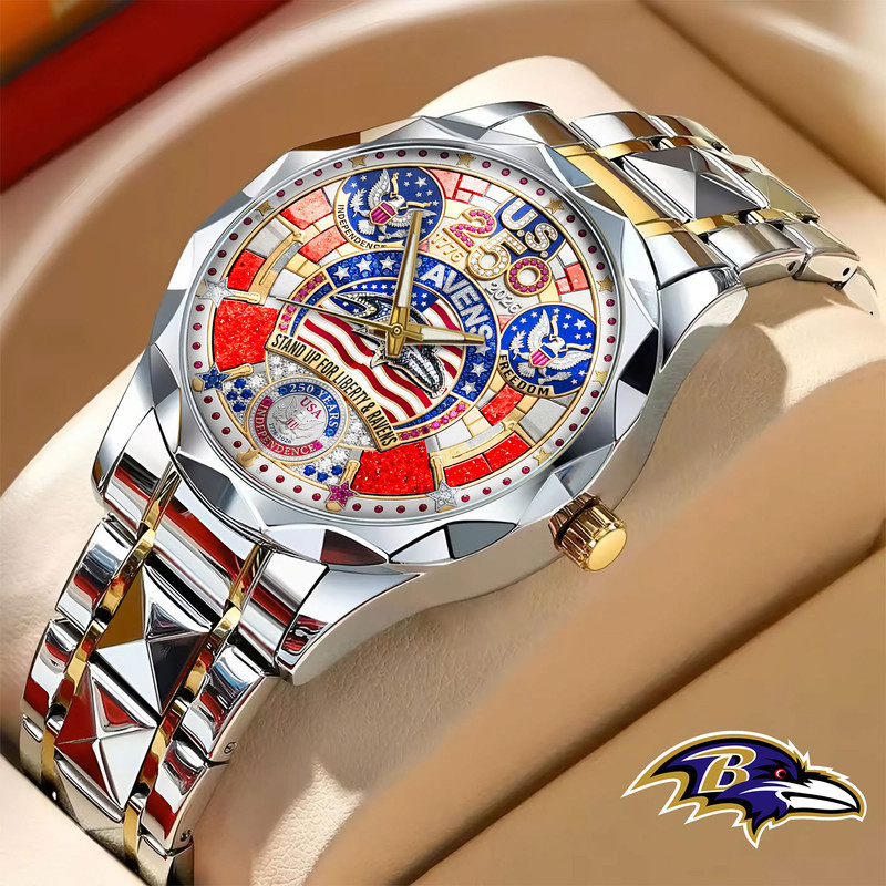 Baltimore Ravens | Prermium NFL 250 Years Of America Fashion Design Men Watch HY