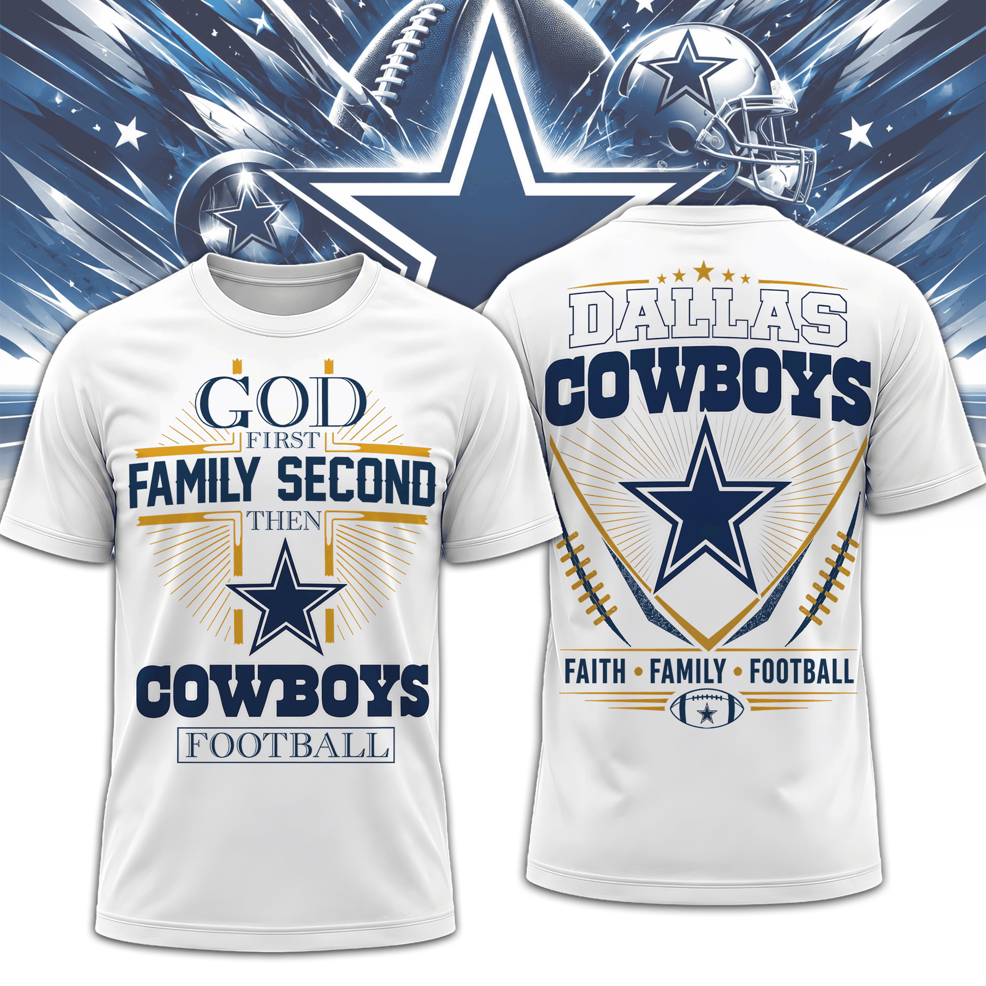 Dallas Cowboys | Premium NFL Faith, Family, Football 3D Shirt NTH1