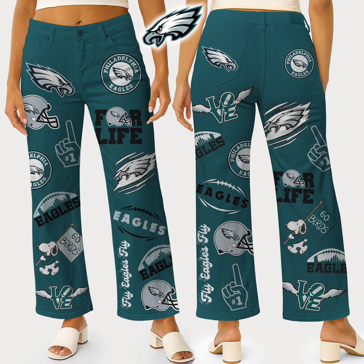 Philadelphia Eagles | Premium NFL High Waisted Casual Wide Leg Pants HI