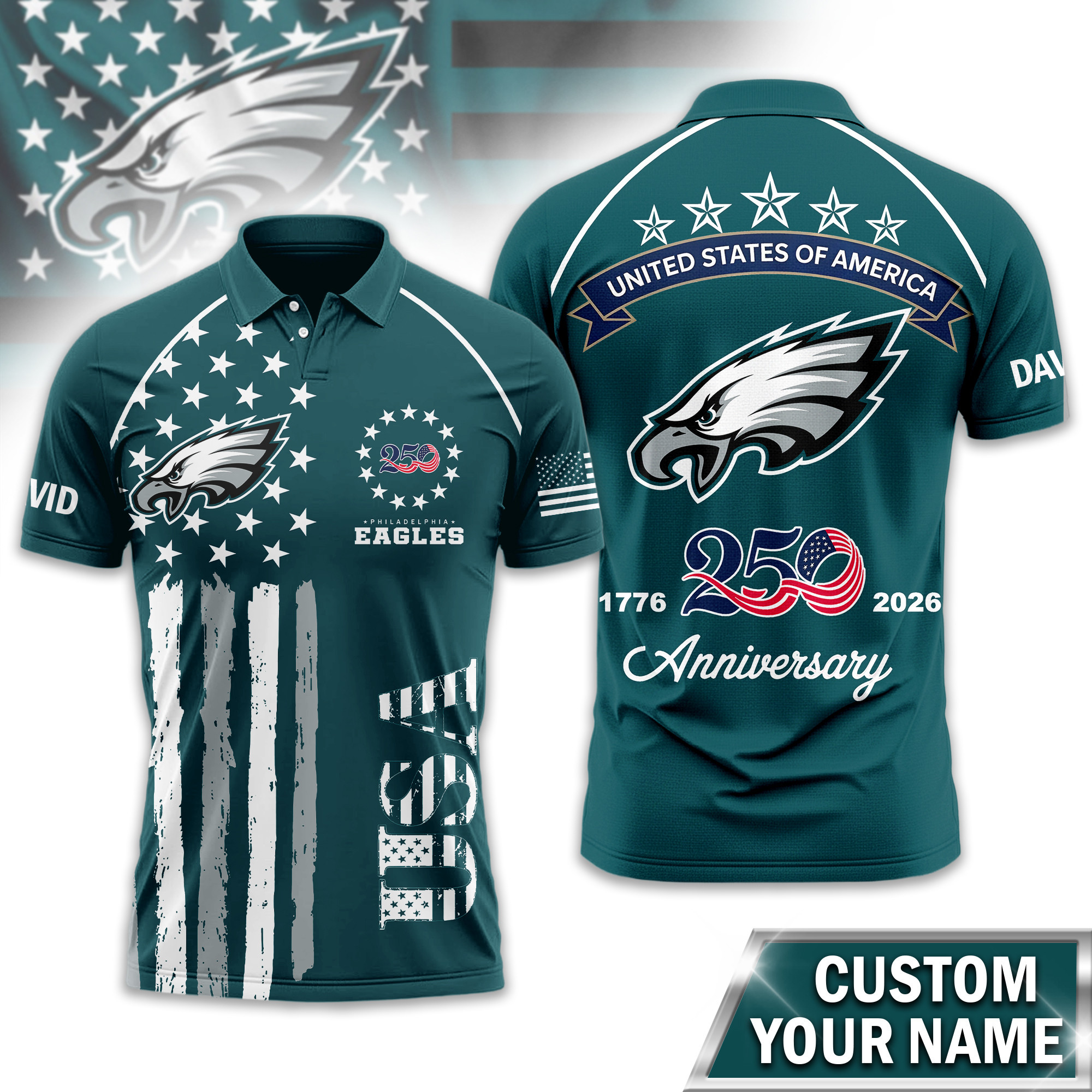 Philadelphia Eagles | Premium NFL American Semiquincentennial Polo Shirt TD
