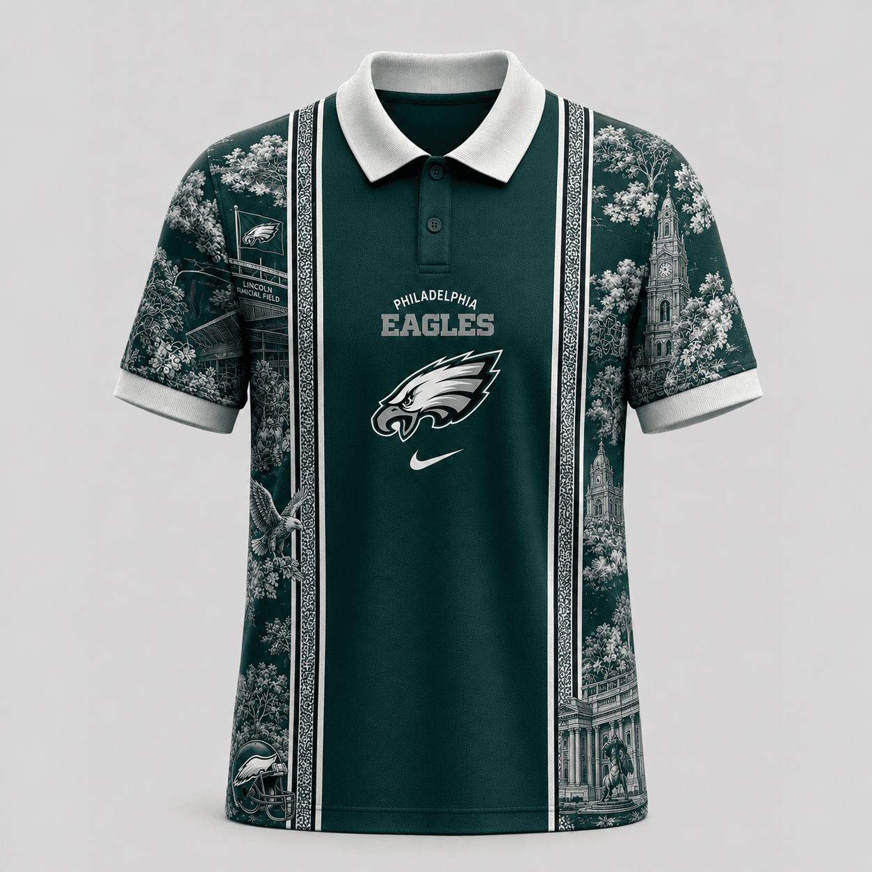 Philadelphia Eagles | Premium NFL Heritage Cityscape Polo Shirt for Loyal Fans TD