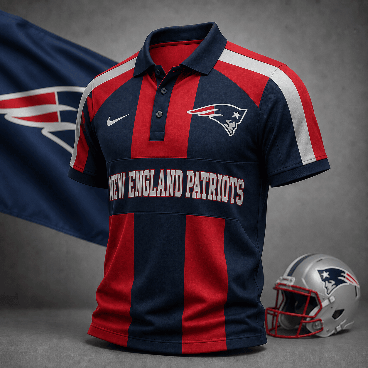 New England Patriots | Premium NFL Heritage Stripe Rugby Polo Shirt NY