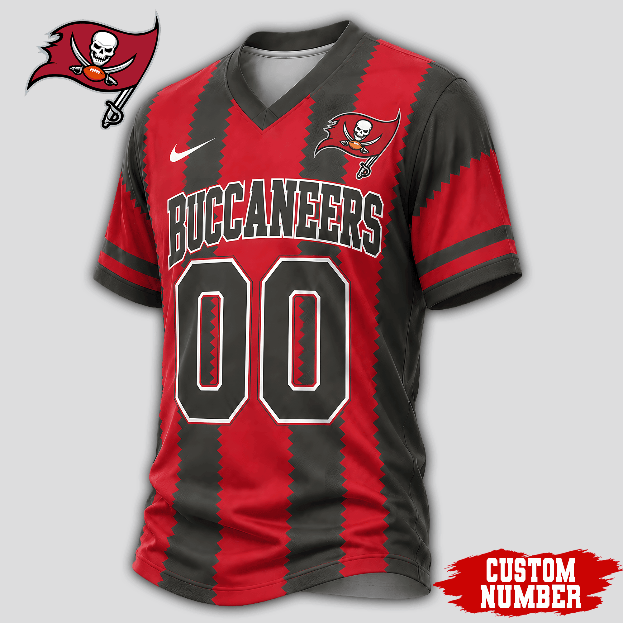 Tampa Bay Buccaneers | Premium NFL Bold Stripe Custom V-Neck Jersey NTH1