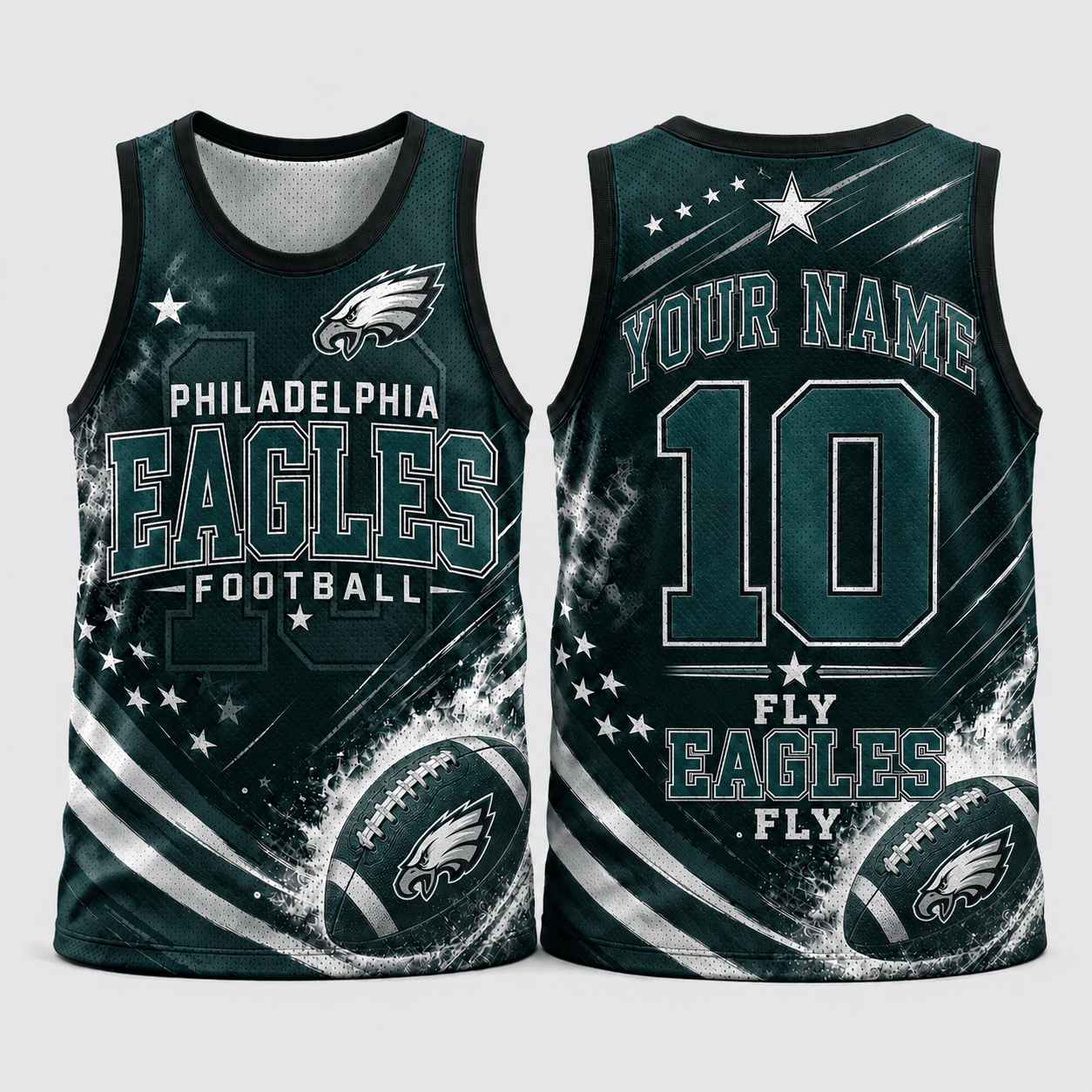 Philadelphia Eagles | Premium NFL Custom Name & Number Football Tank Top for Loyal Fans and Game Day Pride TD