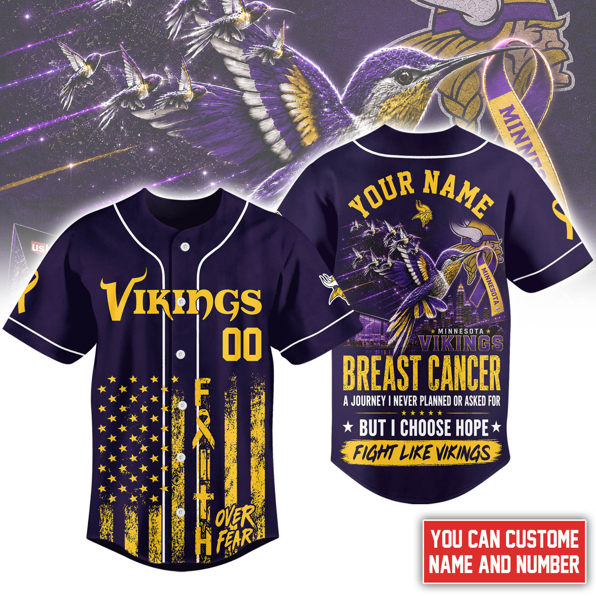 Minnesota Vikings | Premium NFL Hope Over Fear Jersey NTH1