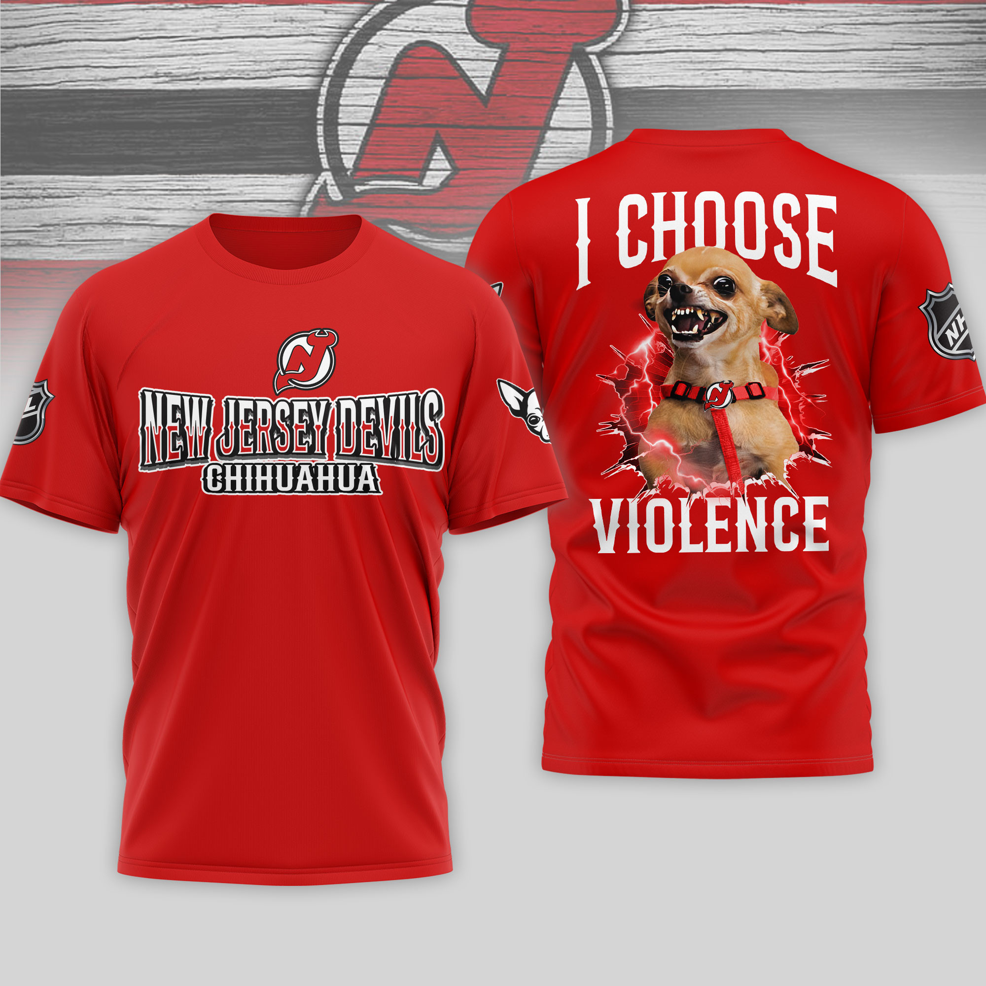 New Jersey Devils | Premium NHL Chihuahua Violent 3D T-Shirt HY
