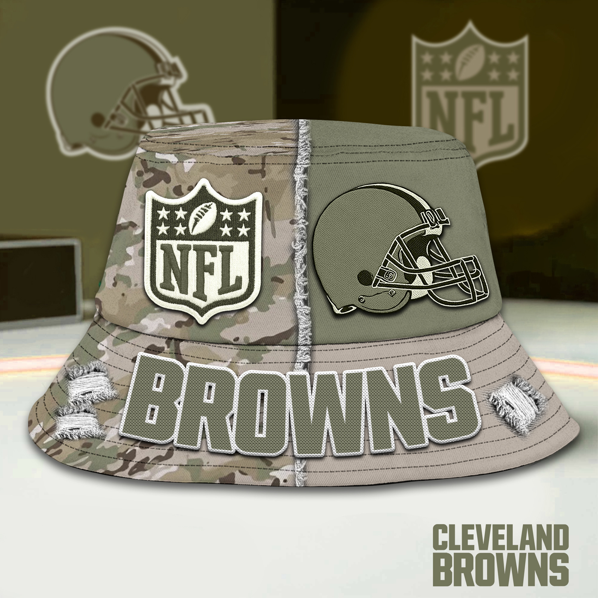 Cleveland Browns | Premium NFL Army Bucket Hat TD
