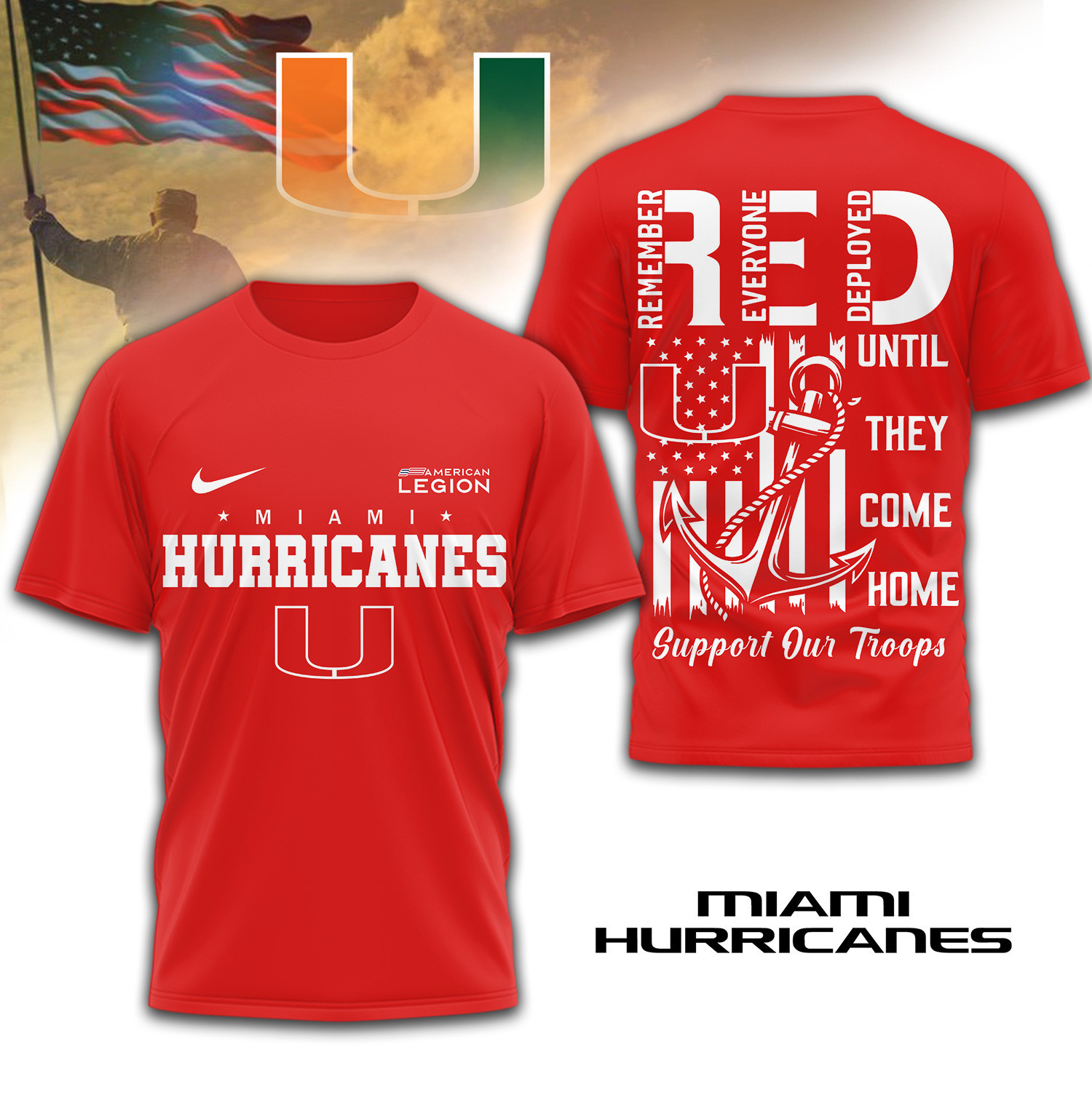 Miami Hurricanes | Premium NCAA Red Friday Shirt TD