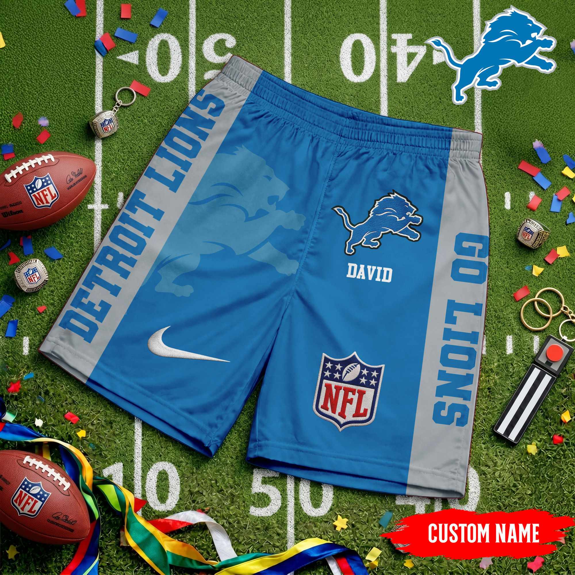 Detroit Lions | Premium NFL Game Day Personalized Shorts TD
