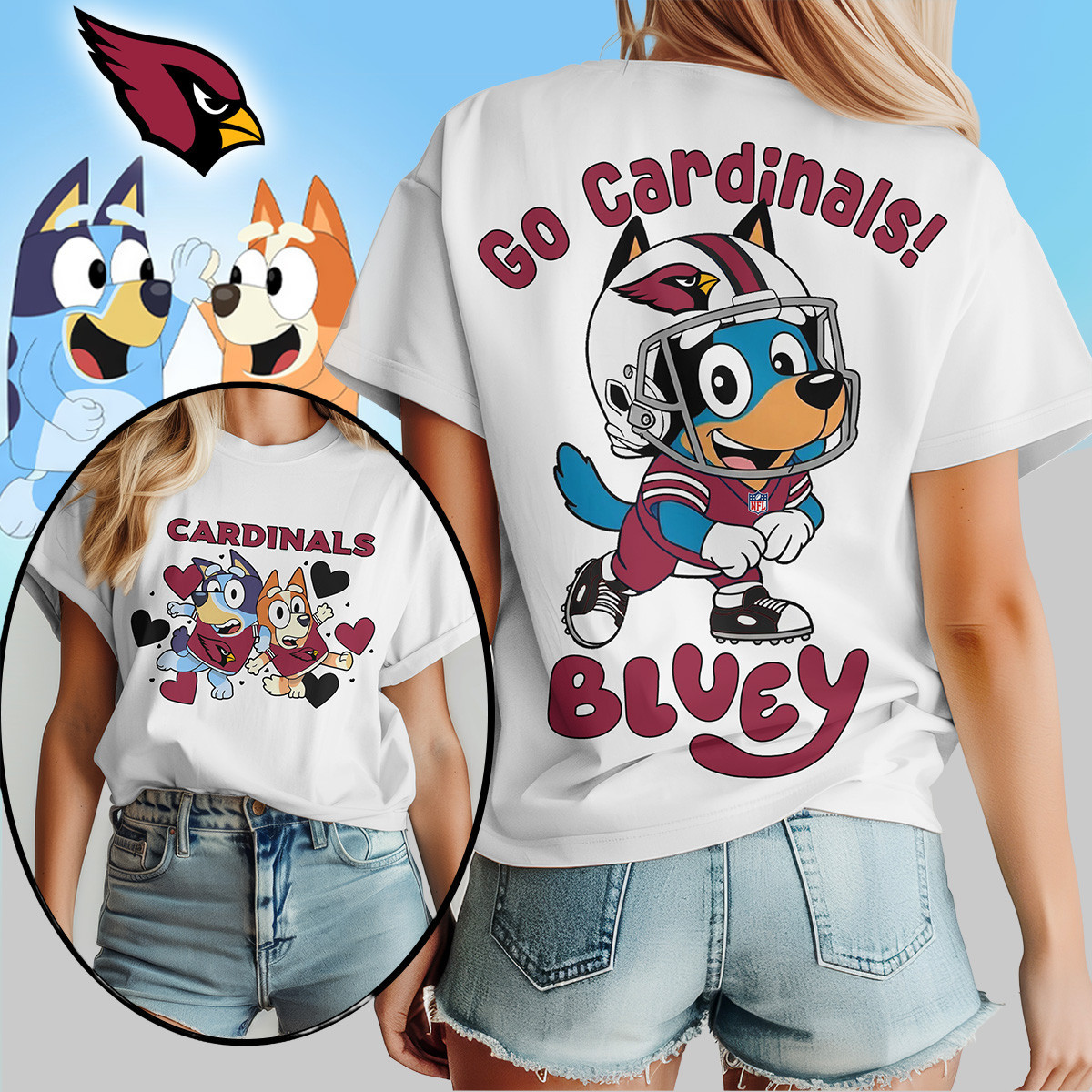 Arizona Cardinals | Premium NFL Bluey Women's Shirt TD