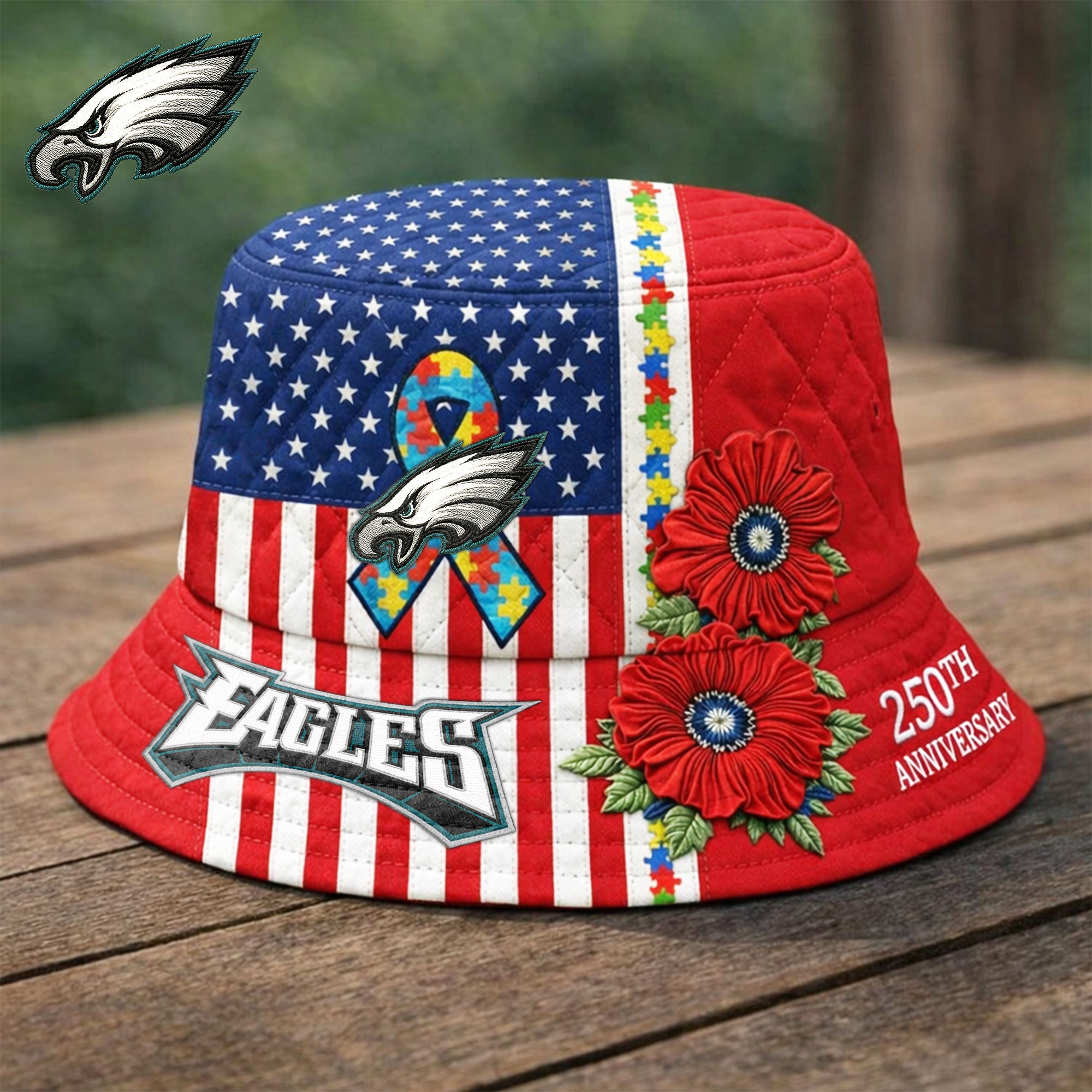 Philadelphia Eagles | Premium NFL Autism 250th Anniversary Bucket Hat TD
