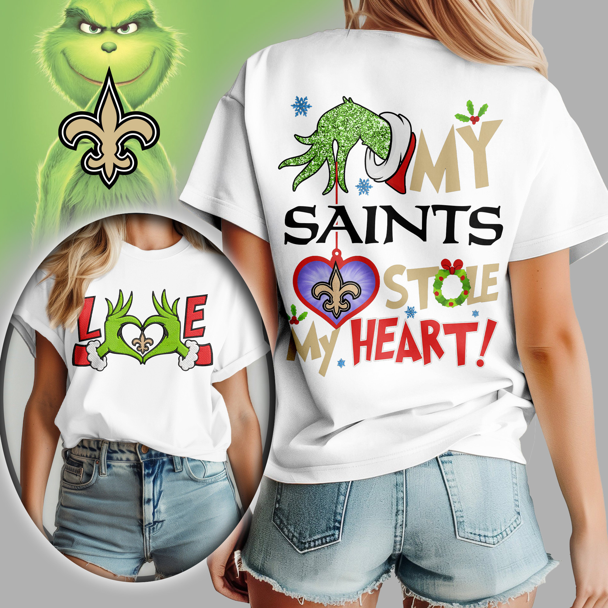 New Orleans Saints | Premium NFL Grinch Women's Shirt TD