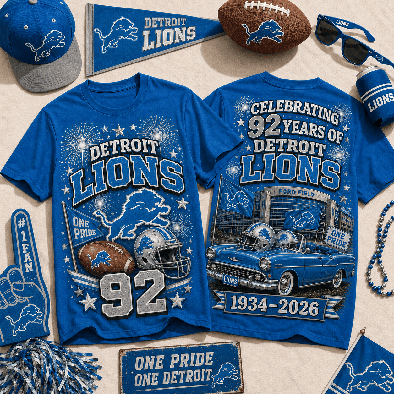Detroit Lions | Premium NFL Legacy Celebration 3D Shirt NY
