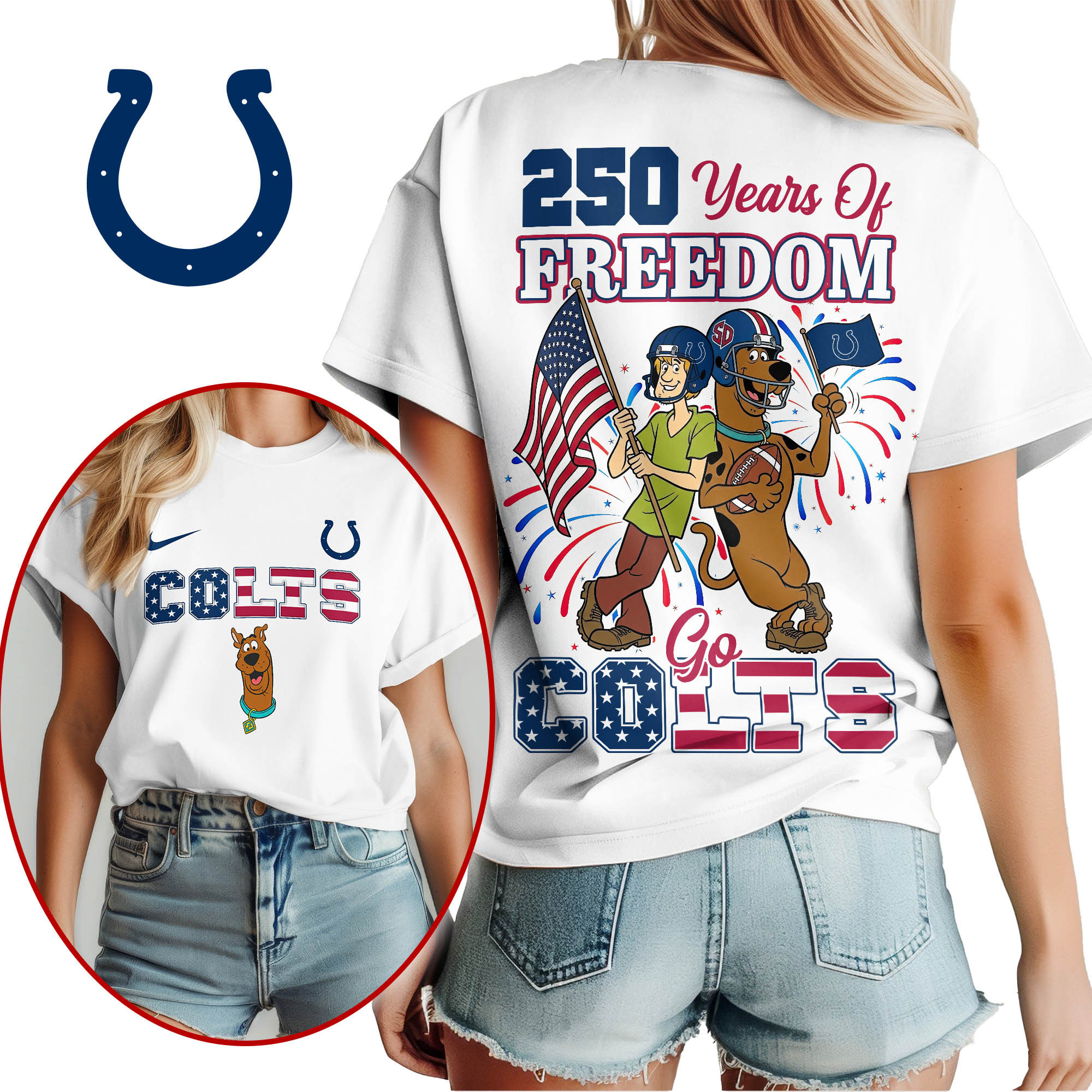 Indianapolis Colts | Premium NFL Scooby Doo Celebrates 250th Anniversary 3D Shirt NP