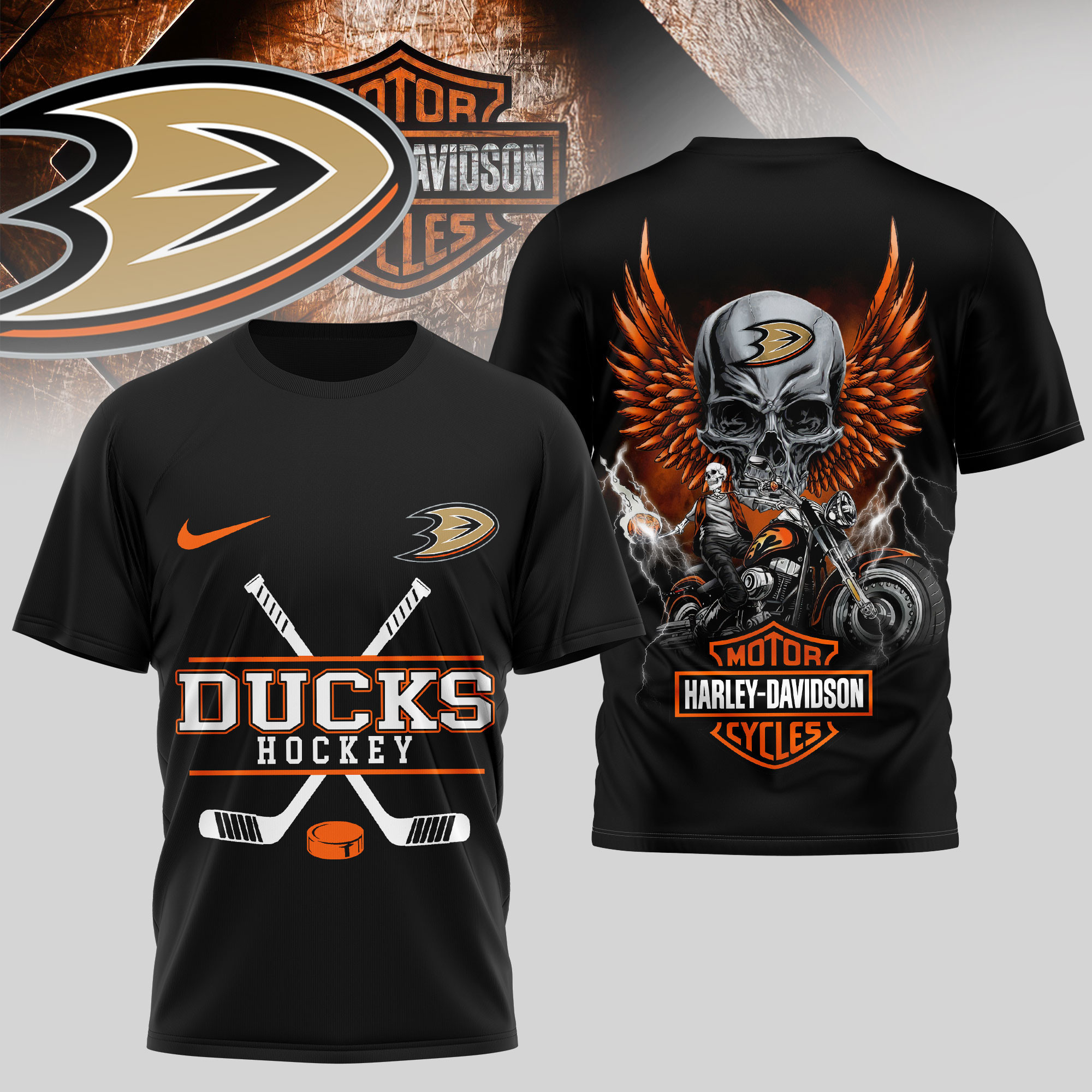 Anaheim Ducks | Premium NHL Harley Davidson 3D Shirt TD