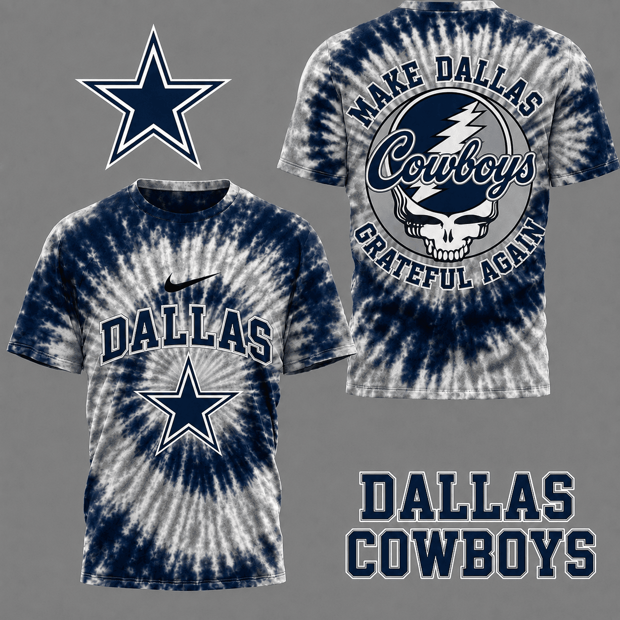 Dallas Cowboys | Premium NFL Grateful Again Tie Dye 3D Shirt NY