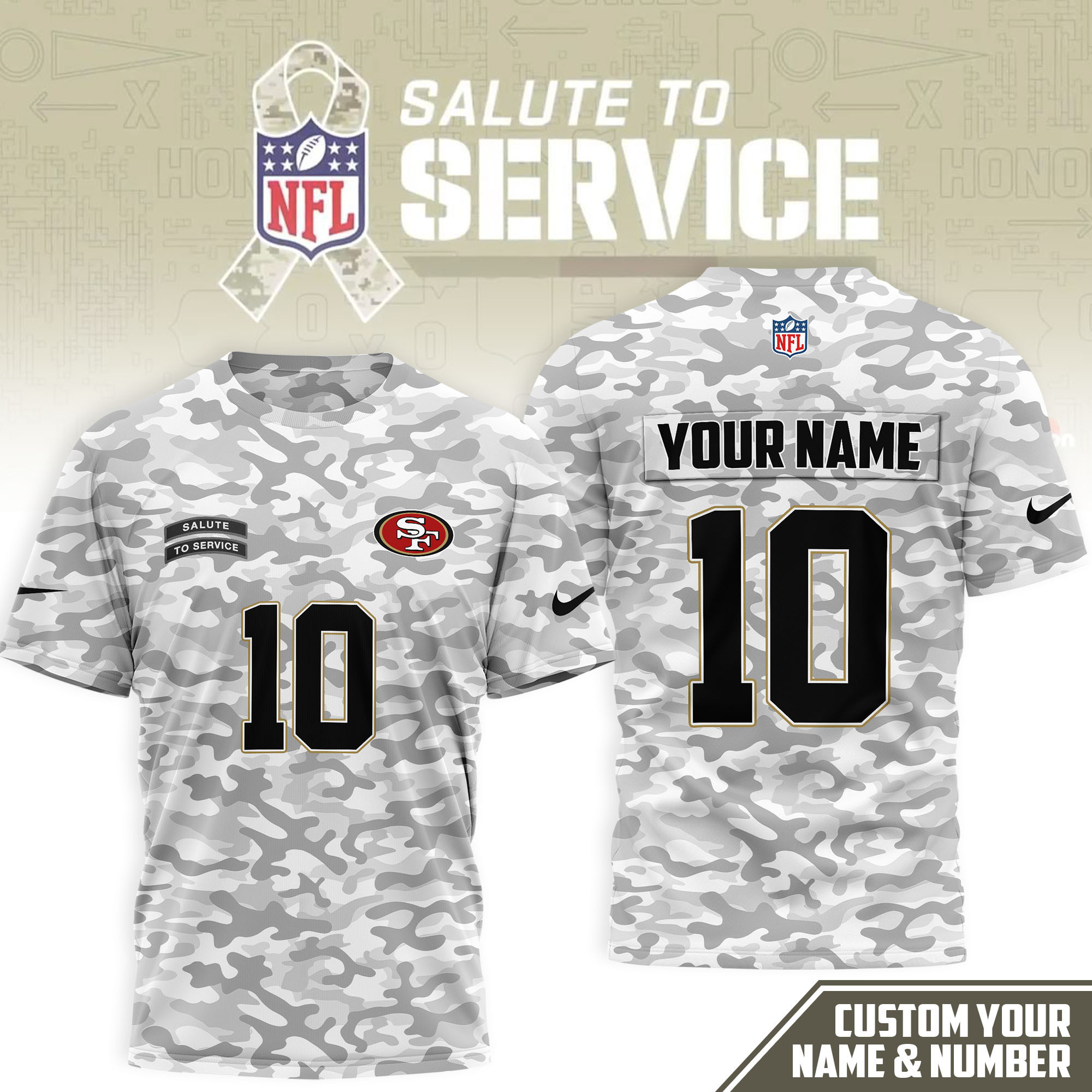 San Francisco 49ers | Premium NFL Salute to Service Camo 3D Shirt NTH1