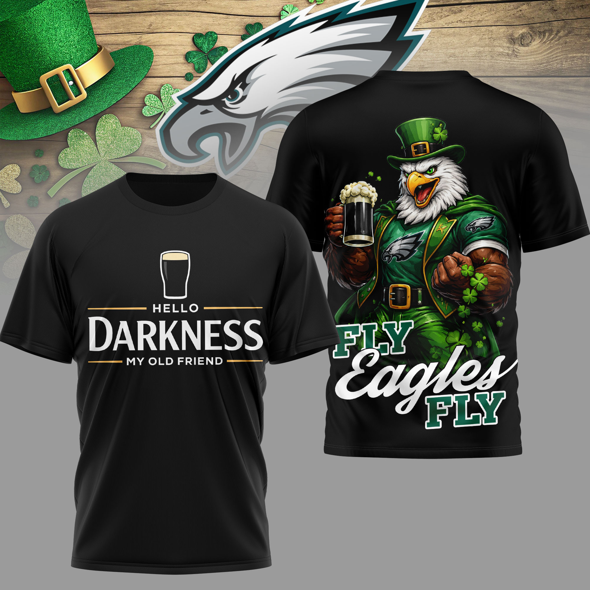 Philadelphia Eagles | Premium NFL Hello Darkness My Old Friend 3D Shirt TD