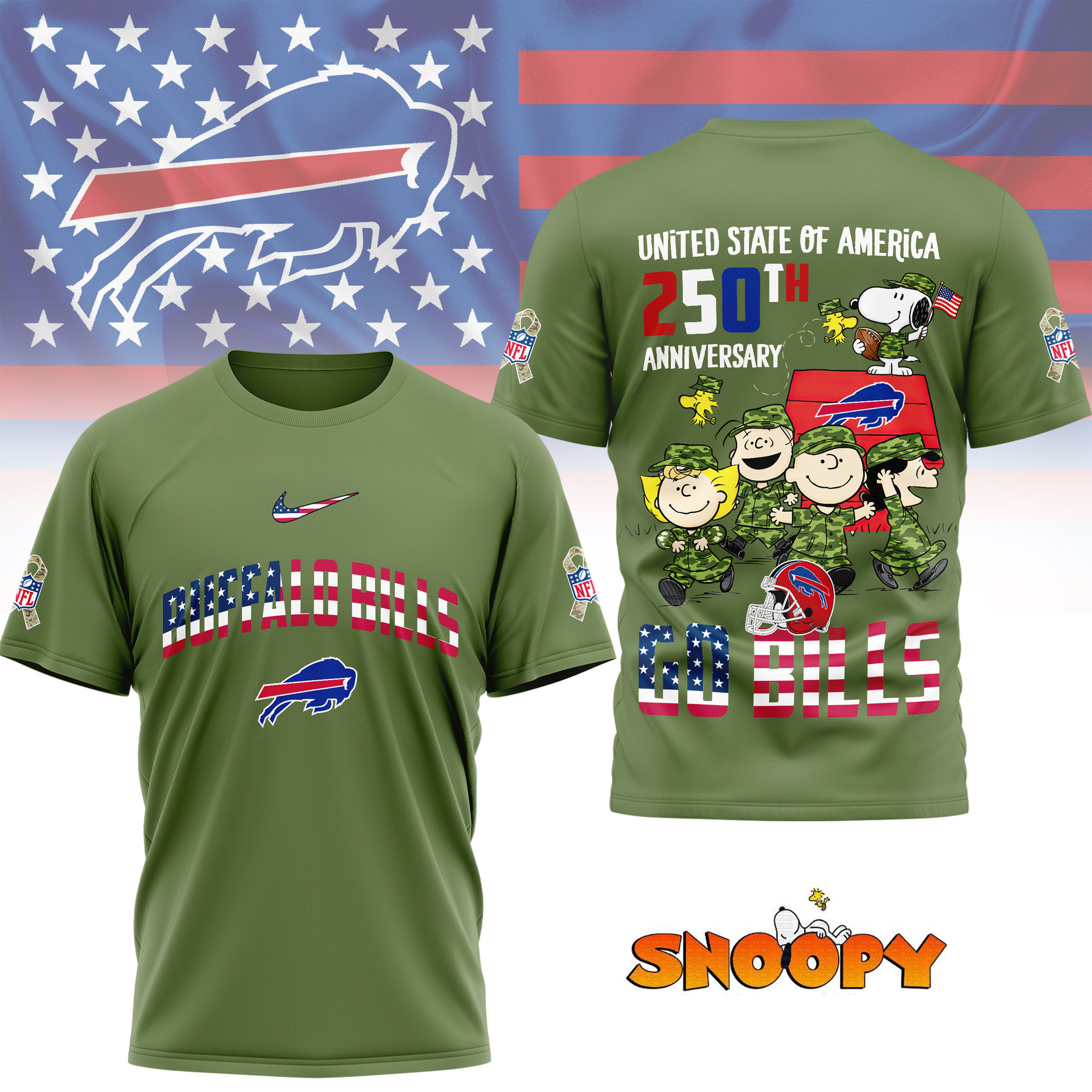 Buffalo Bills | Premium NFL Freedom 250 3D Shirt NY