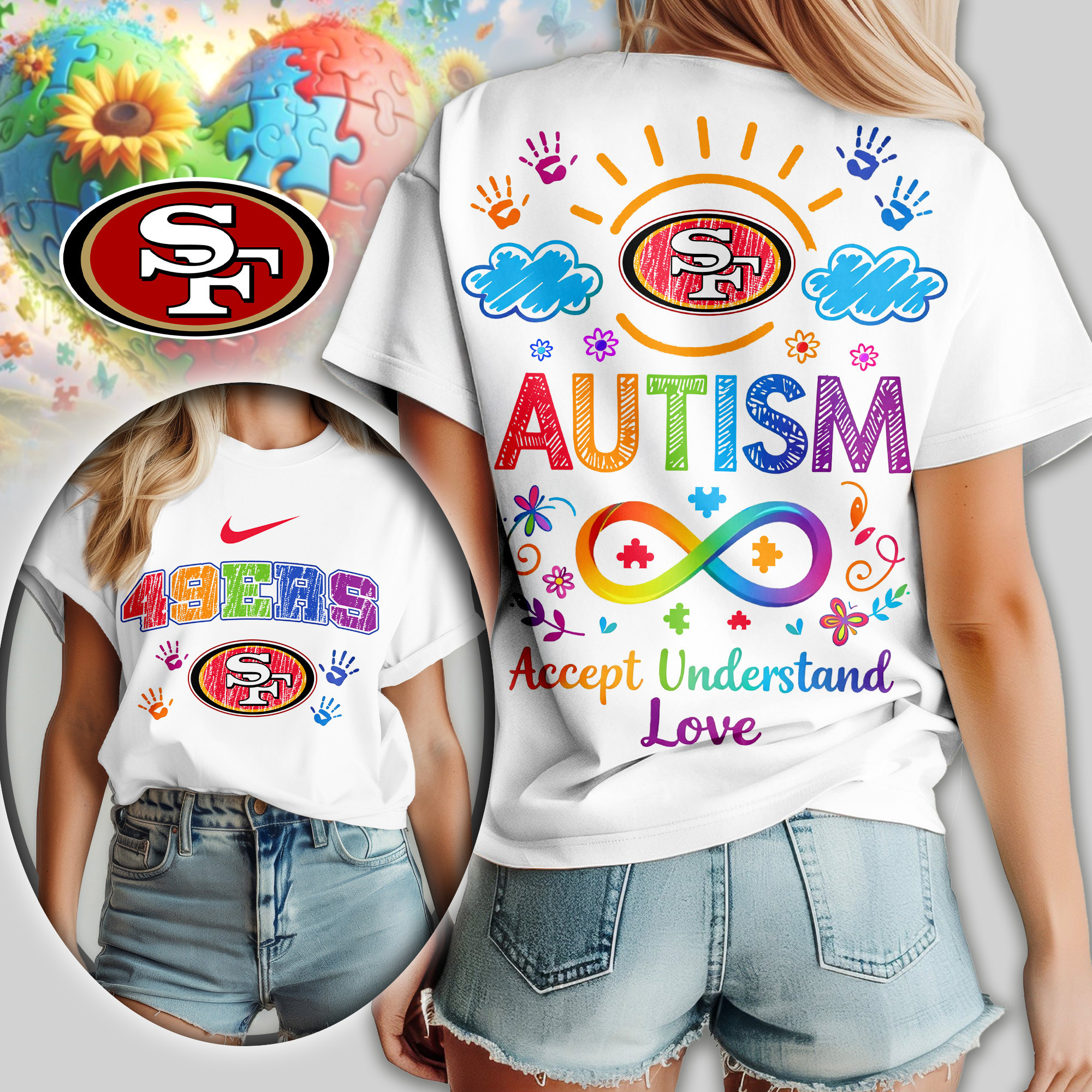 San Francisco 49ers | Premium NFL National Autism Acceptance Month Women Shirt TD