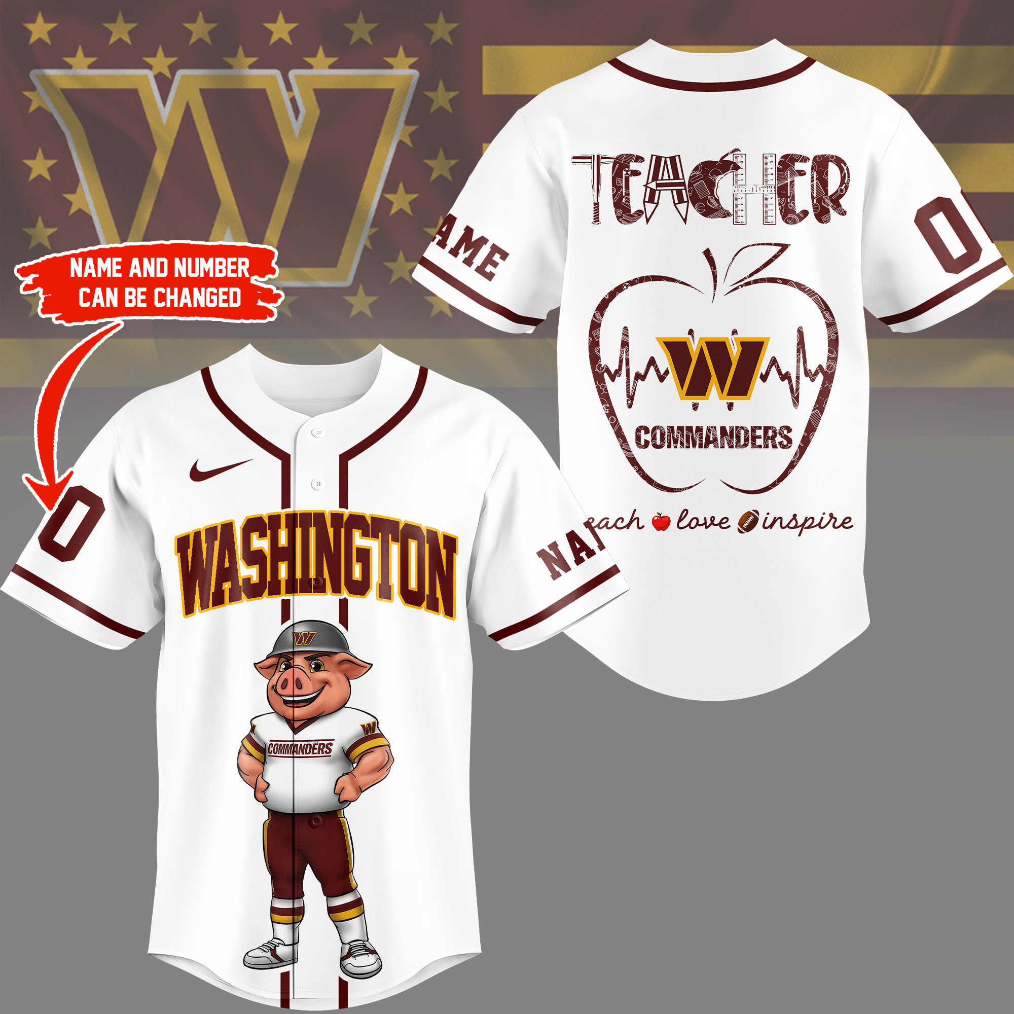 Washington Commanders | Premium NFL Teacher Appreciation Month Jersey Shirt NY