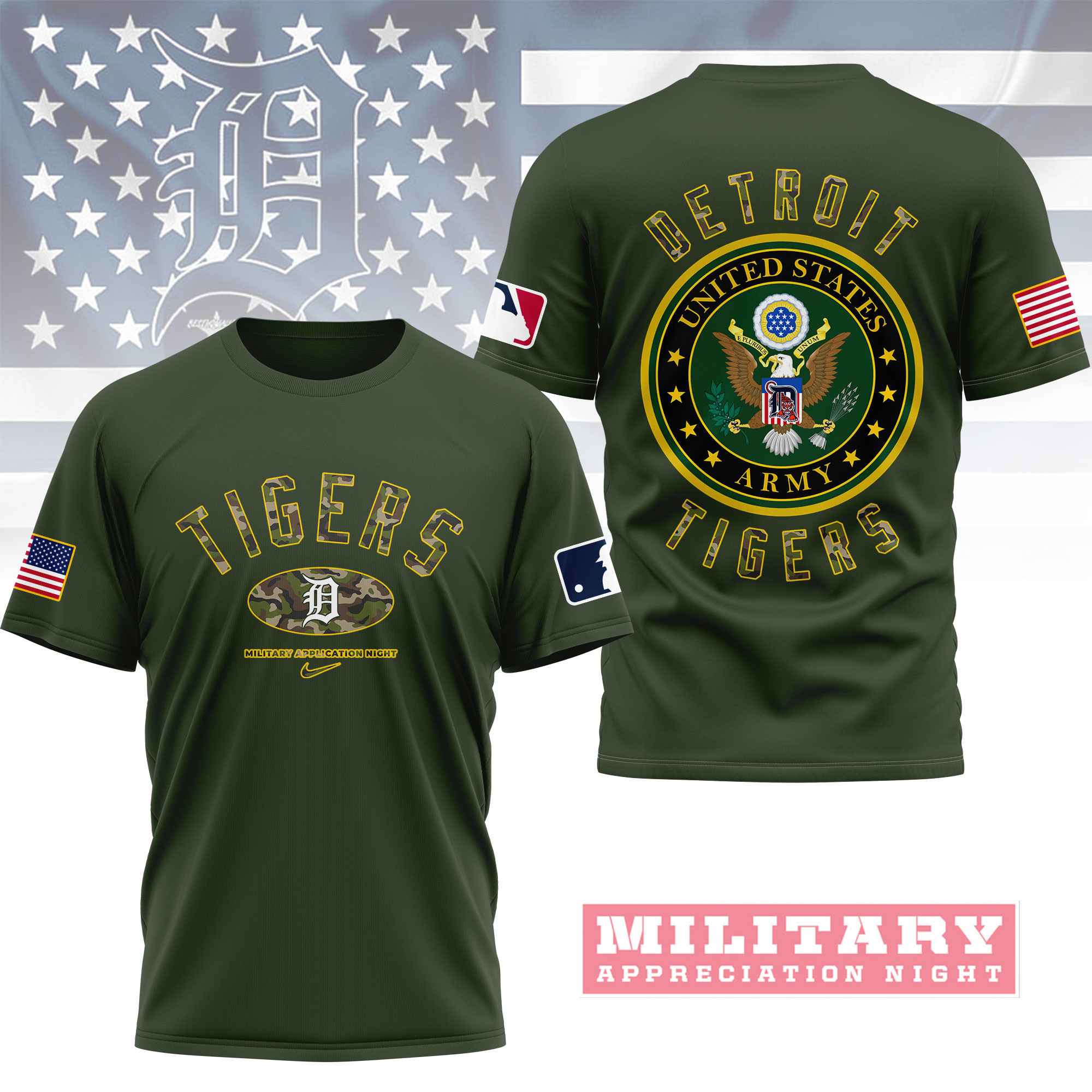 Detroit Tigers | Premium MLB Military Pride 3D Shirt NY