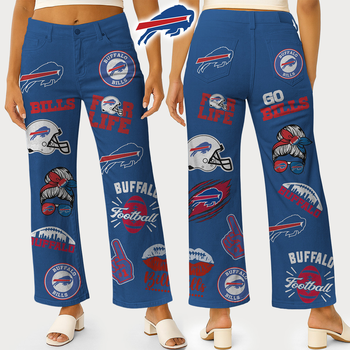 Buffalo Bills | Premium NFL High Waisted Casual Wide Leg Pants HI