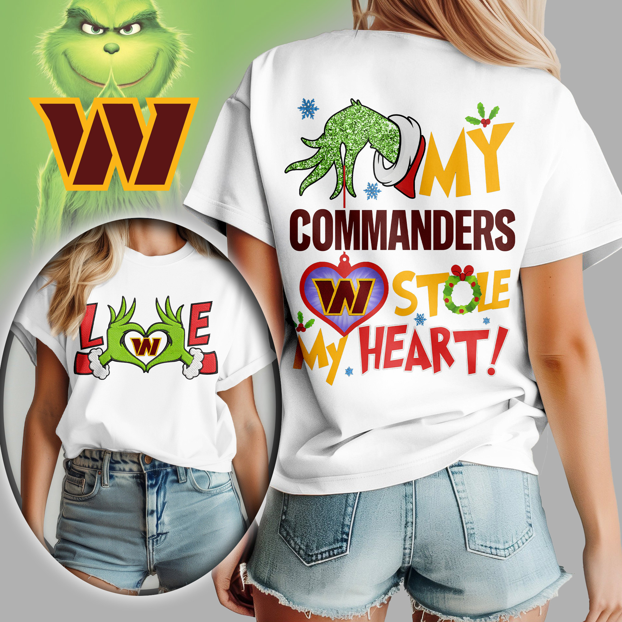 Washington Commanders | Premium NFL Grinch Women's Shirt TD