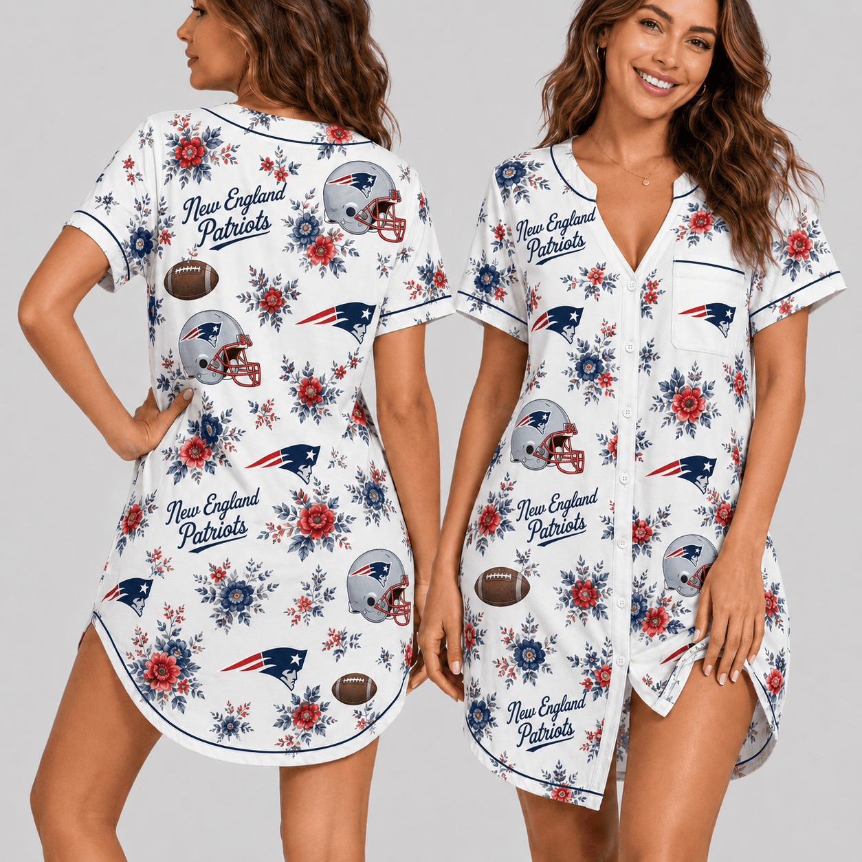 New England Patriots | Premium NFL Football Fan Favorites Women Pajamas Dress TD