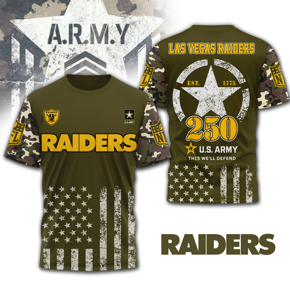 Las Vegas Raiders | Premium NFL Military Pride 3D Shirt NTH1