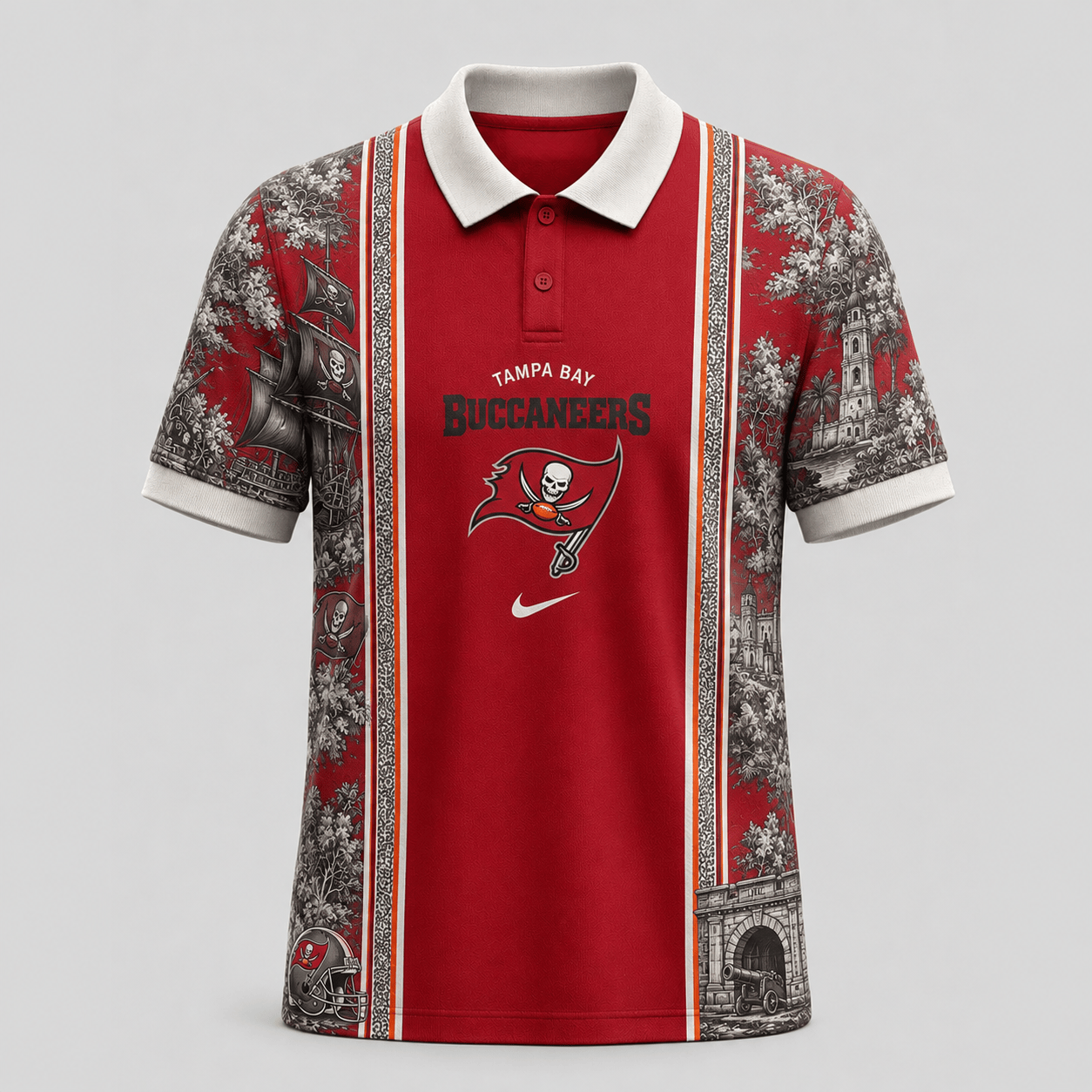 Tampa Bay Buccaneers | Premium NFL Heritage Cityscape Polo Shirt for Loyal Fans TD