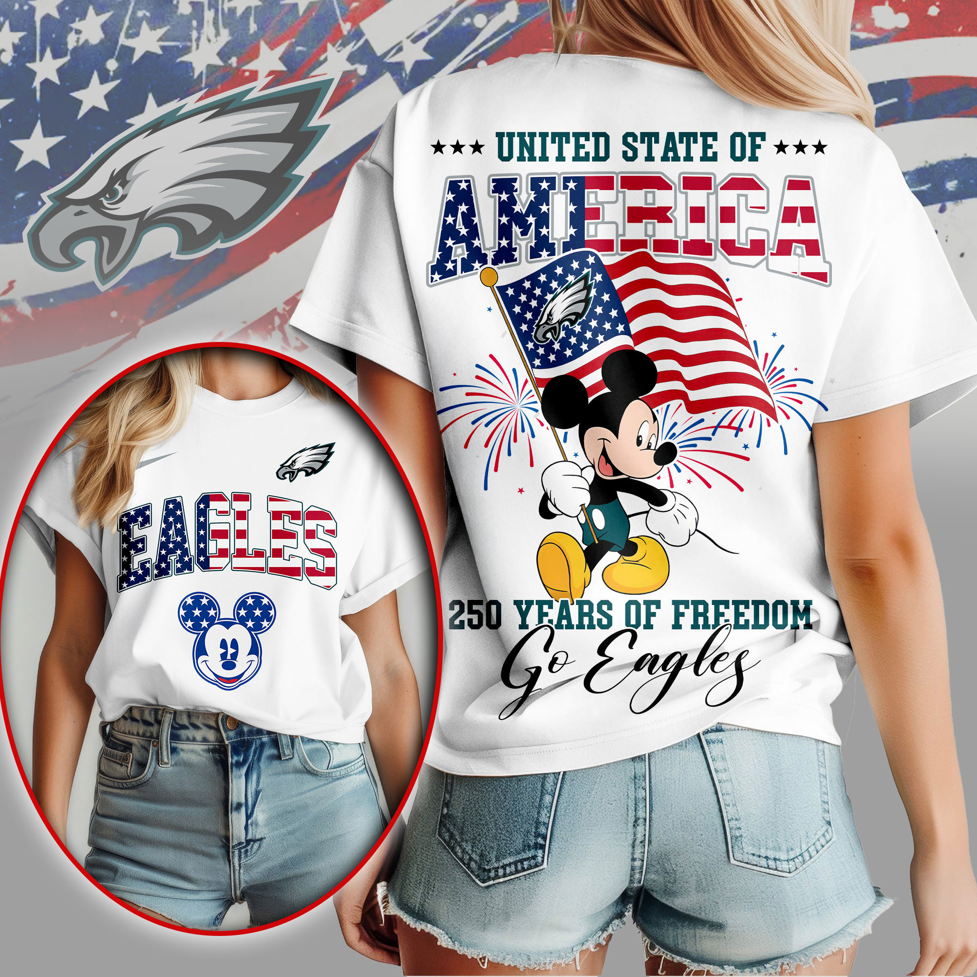 Philadelphia Eagles | Premium NFL Freedom 250 3D Shirt NY