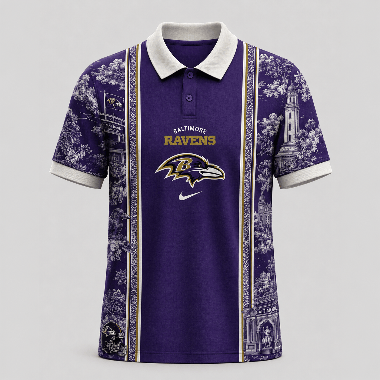 Baltimore Ravens | Premium NFL Heritage Cityscape Polo Shirt for Loyal Fans TD