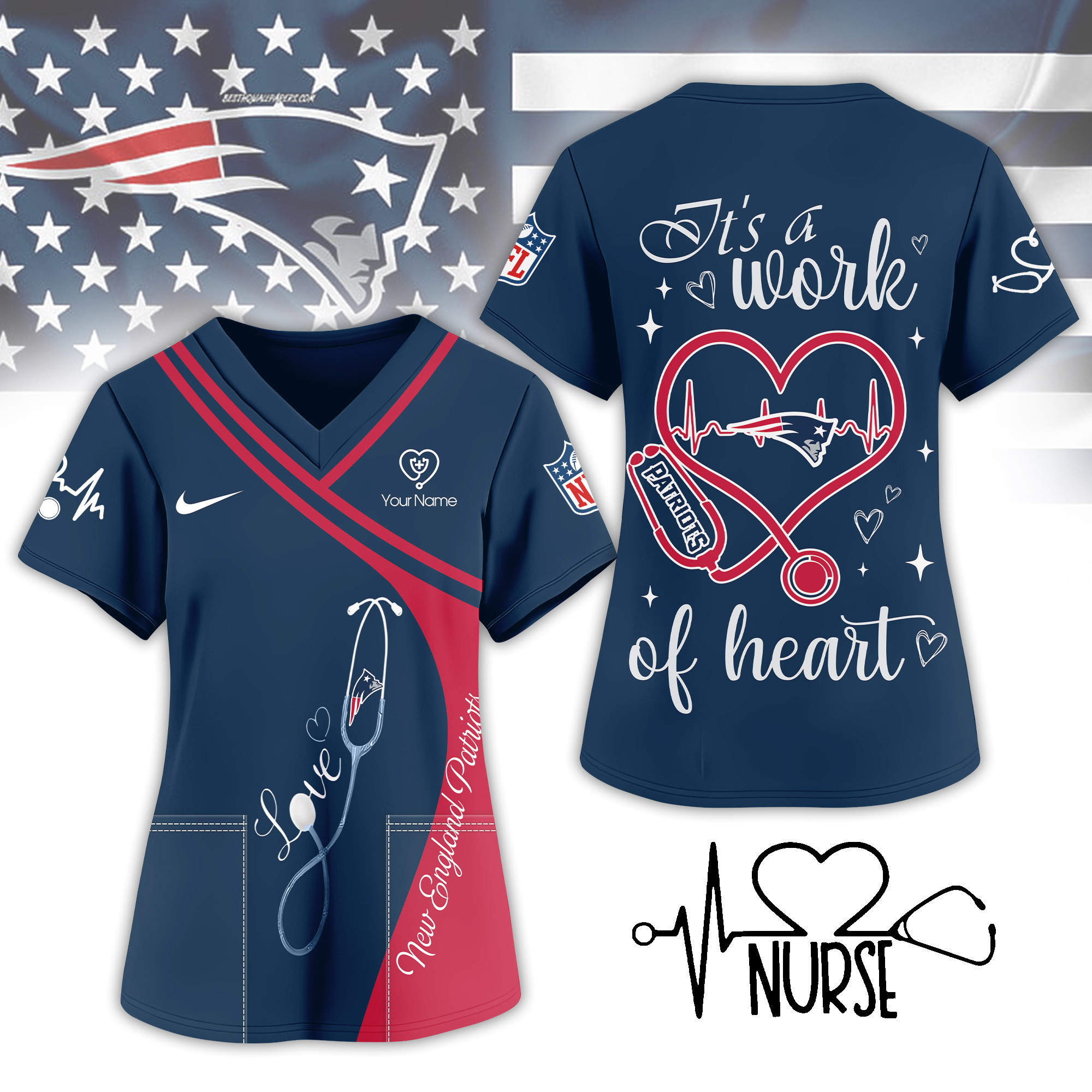 New England Patriots | Premium NFL Nurse Pride 3D Shirt NY