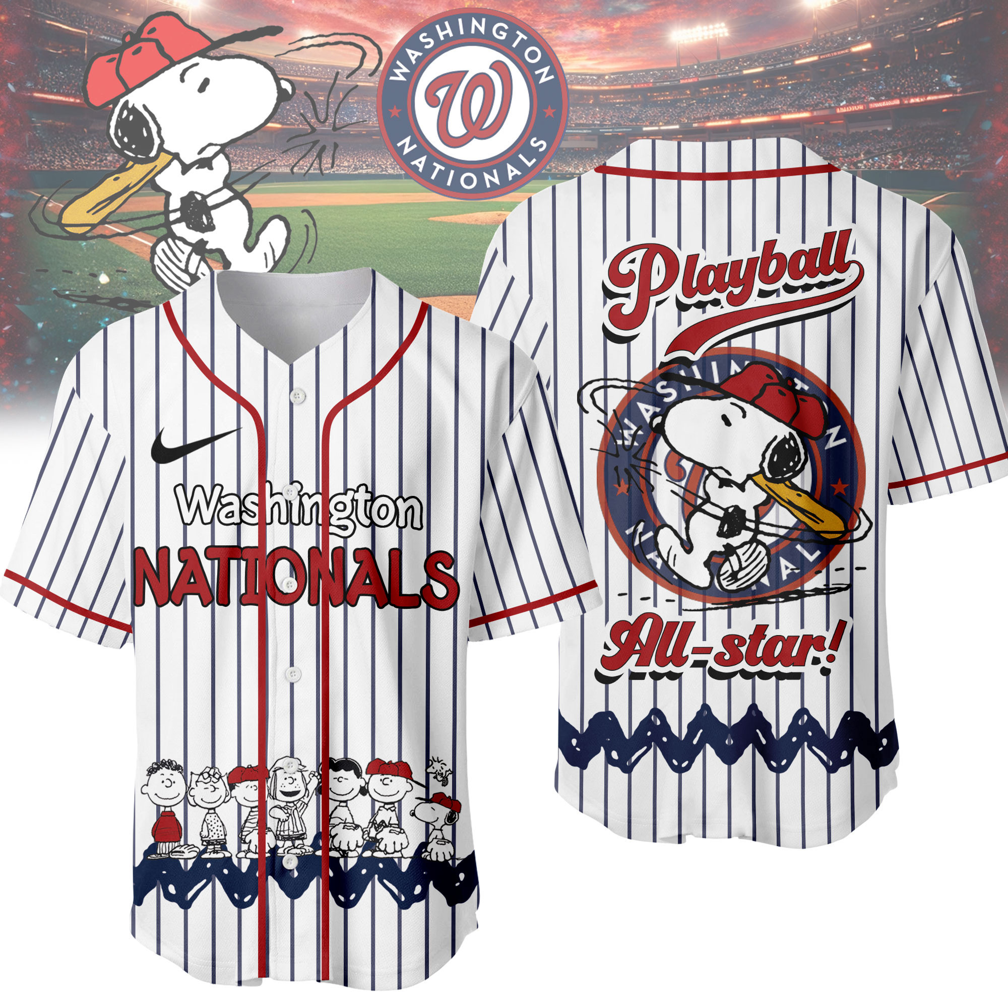 Washington Nationals | Premium MLB Snoopy Playball Jersey HY