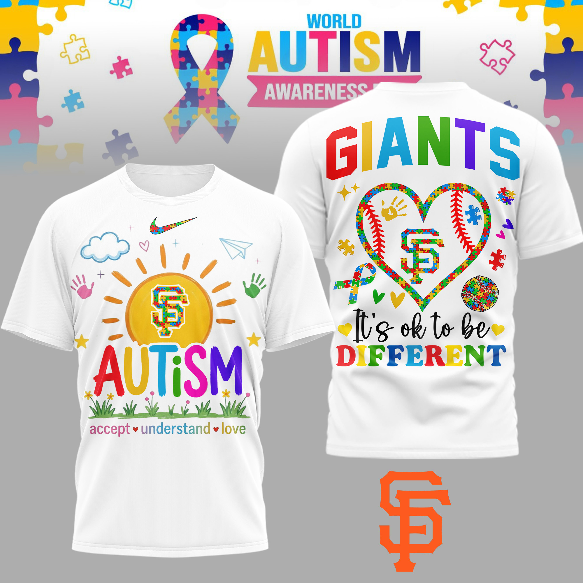 San Francisco Giants | Premium MLB Autism Acceptance 3D Shirt TD